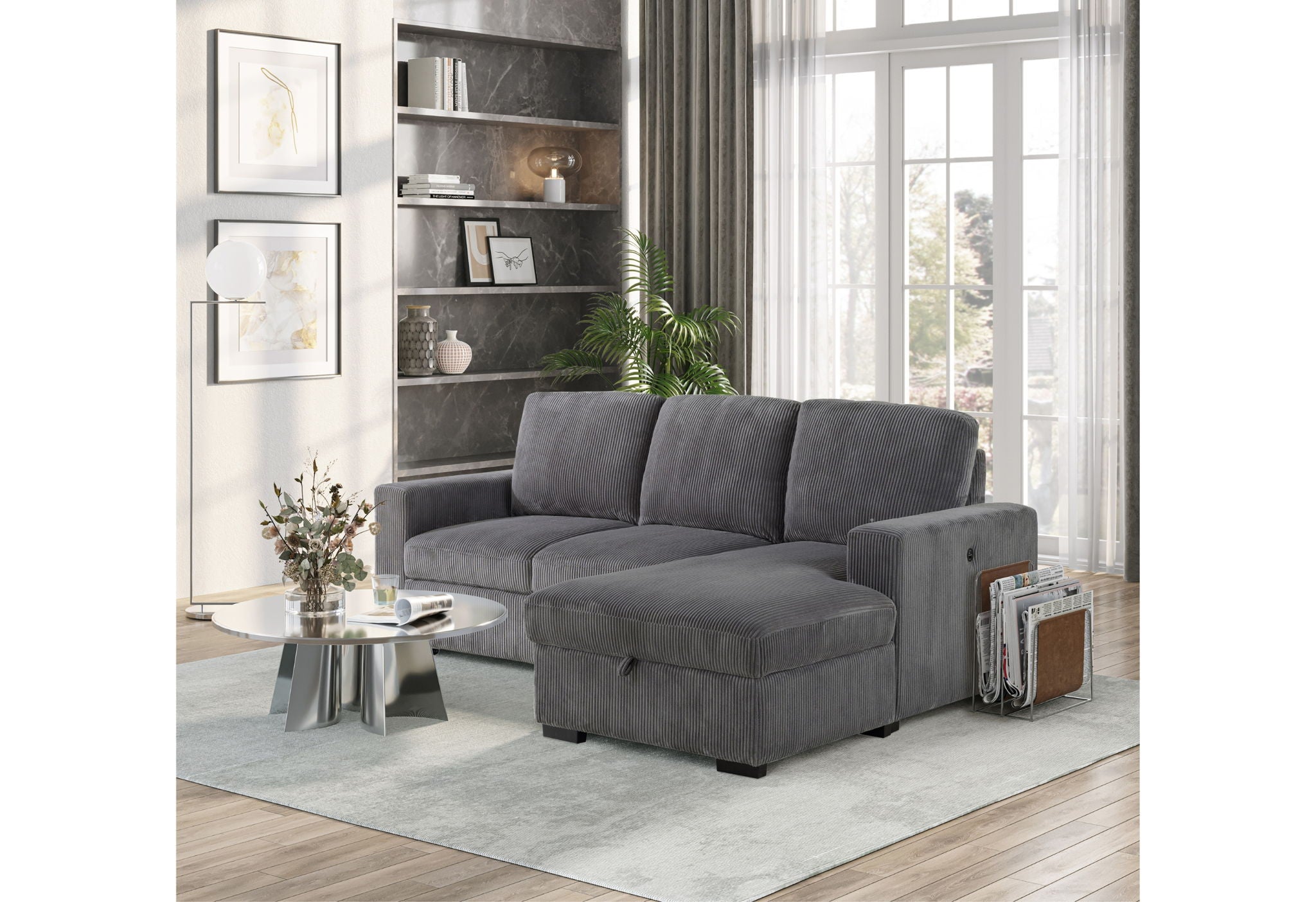 U2660 - Armless Loveseat - Gray