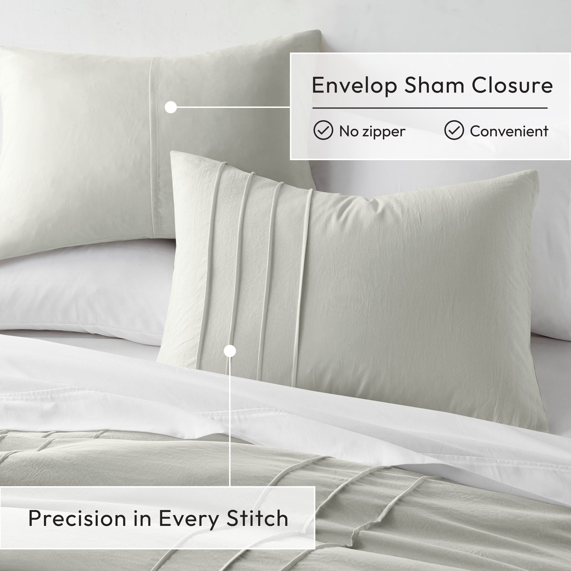 Porter - Twin/Twin Long Soft Washed Pleated Comforter Set - Silver