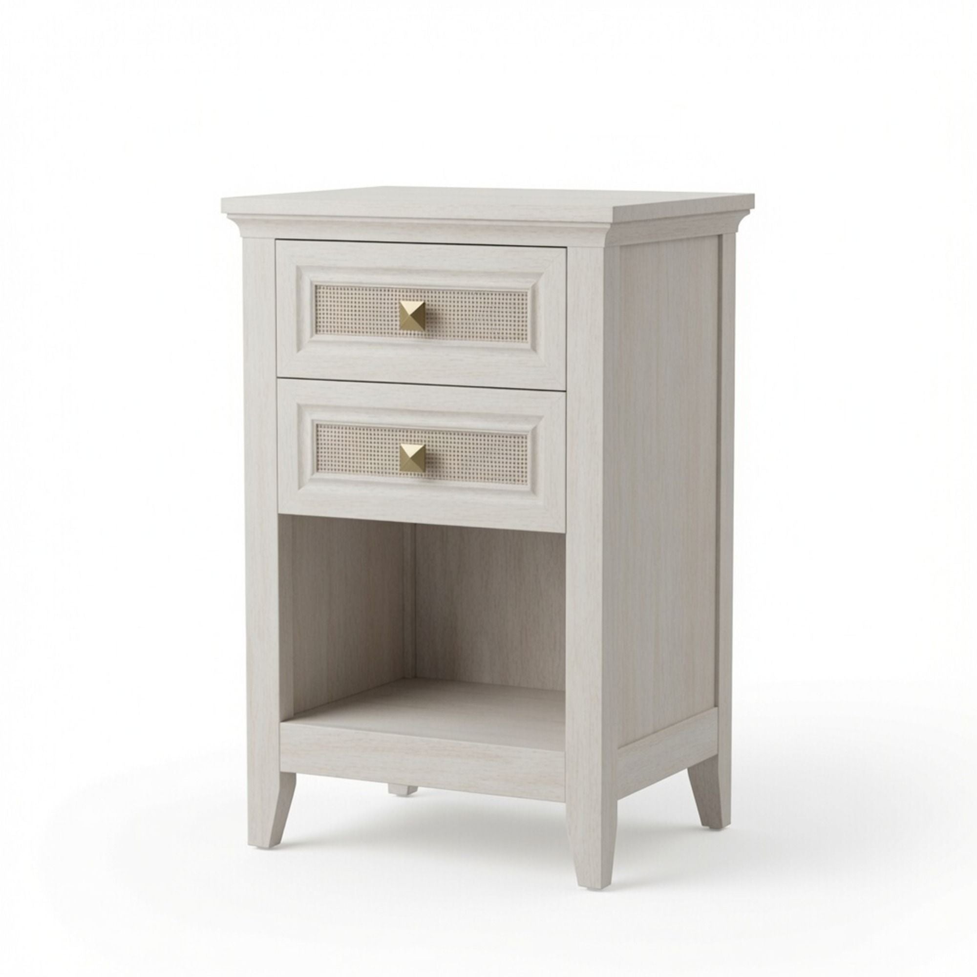 Nightstands With 2 Drawers, Bedside Tables For Small Spaces (Set of 2) - White