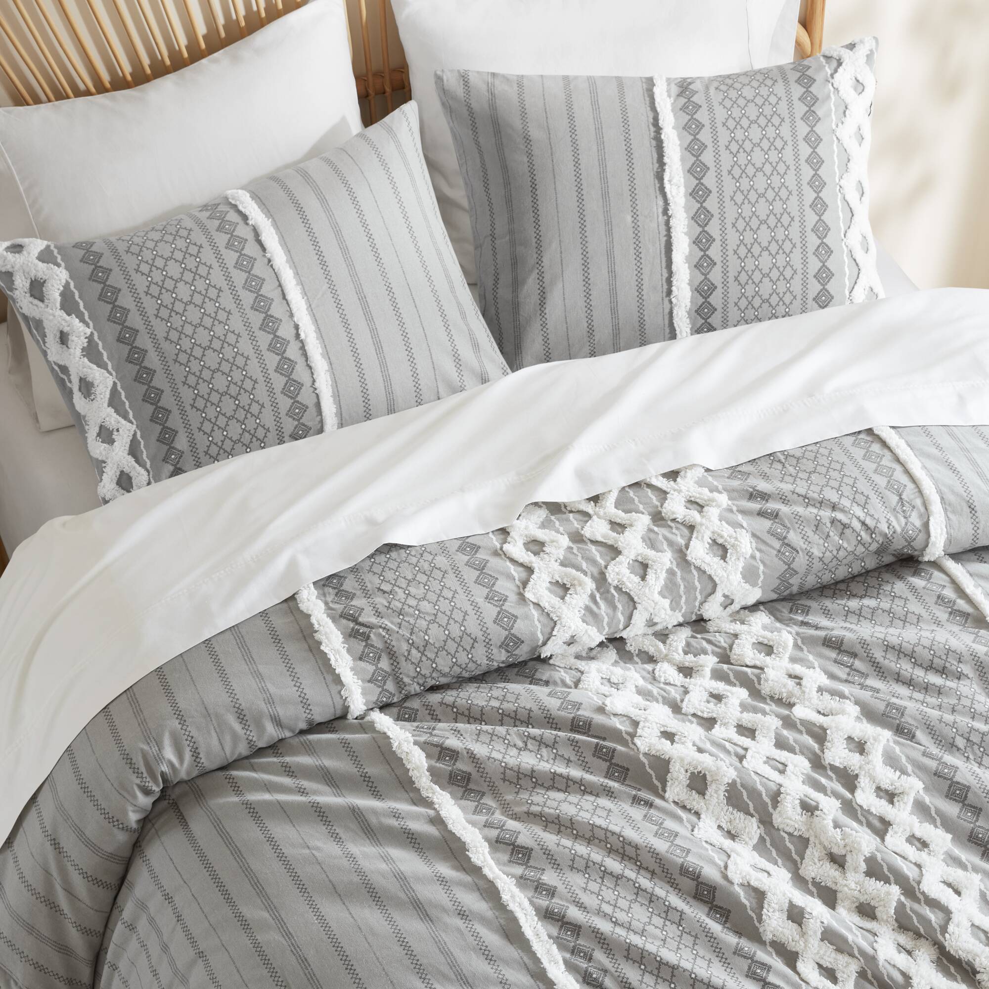 Imani - King Printed Duvet Cover Set With - Gray