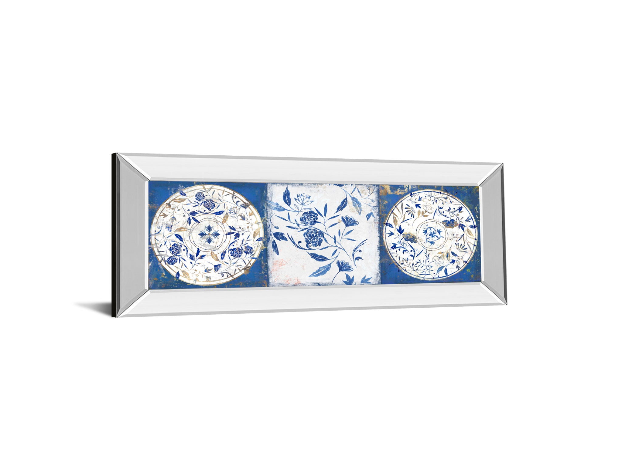 Indgio Ceramics II By Isabelle Z - Mirrored Frame Wall Art - Blue