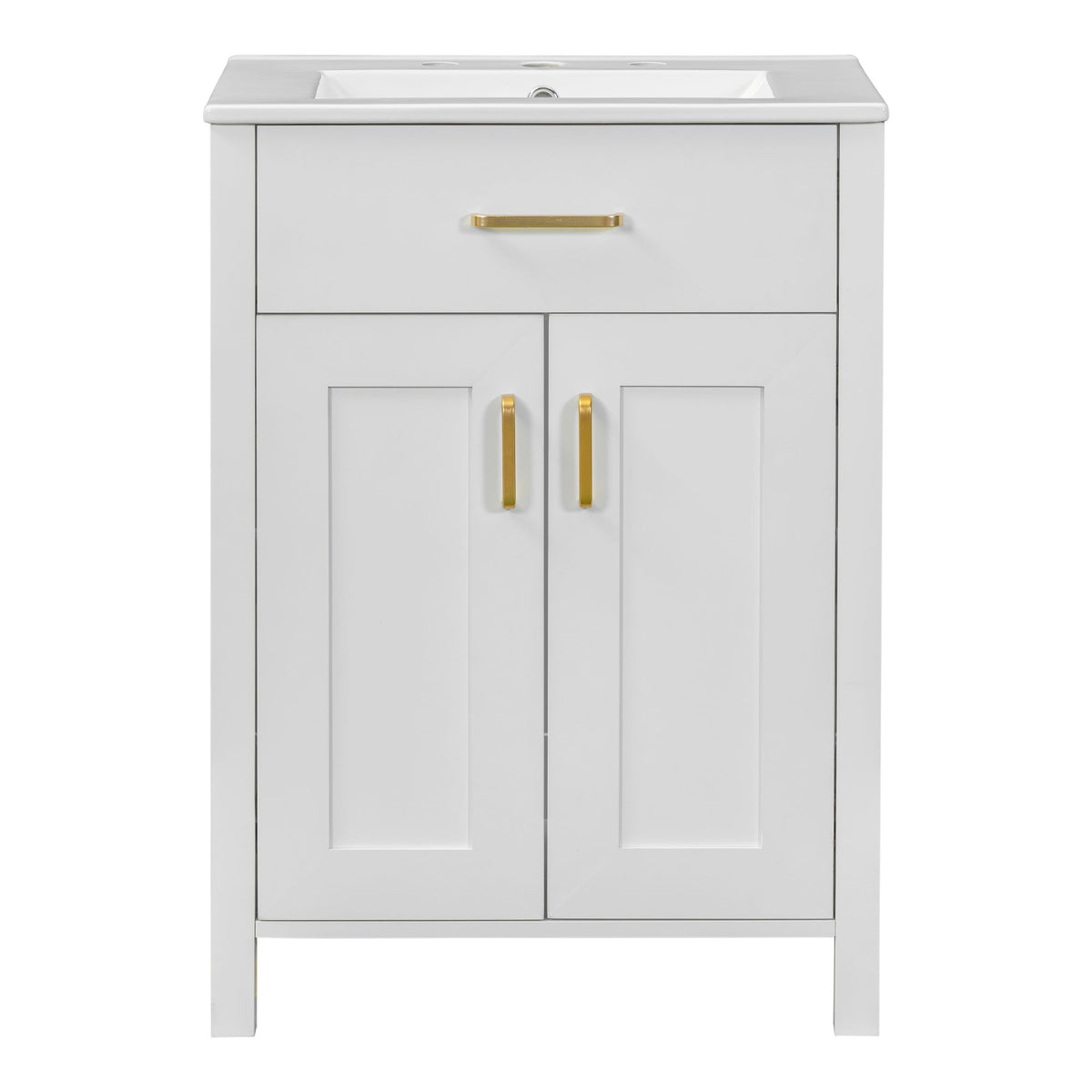 Bathroom Vanity Combo With Ceramic Sink, Luxurious Space-Saving Vanity, 2 Soft Close Doors