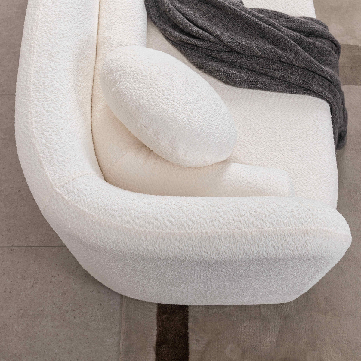 3 Seater Sofa Couch With Throw Pillows For Living Room - White