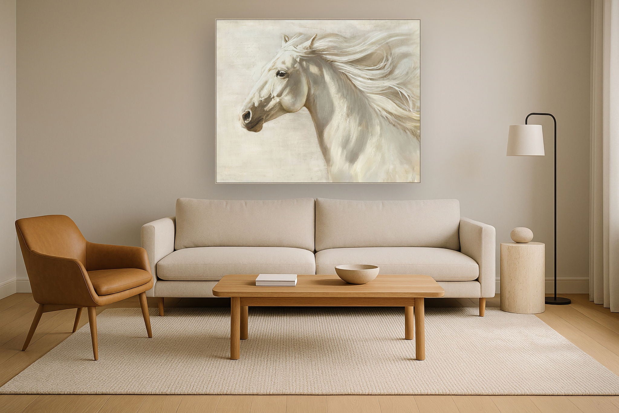 Ivory Breeze - 56" x 70" Framed Wall Art - Gray
