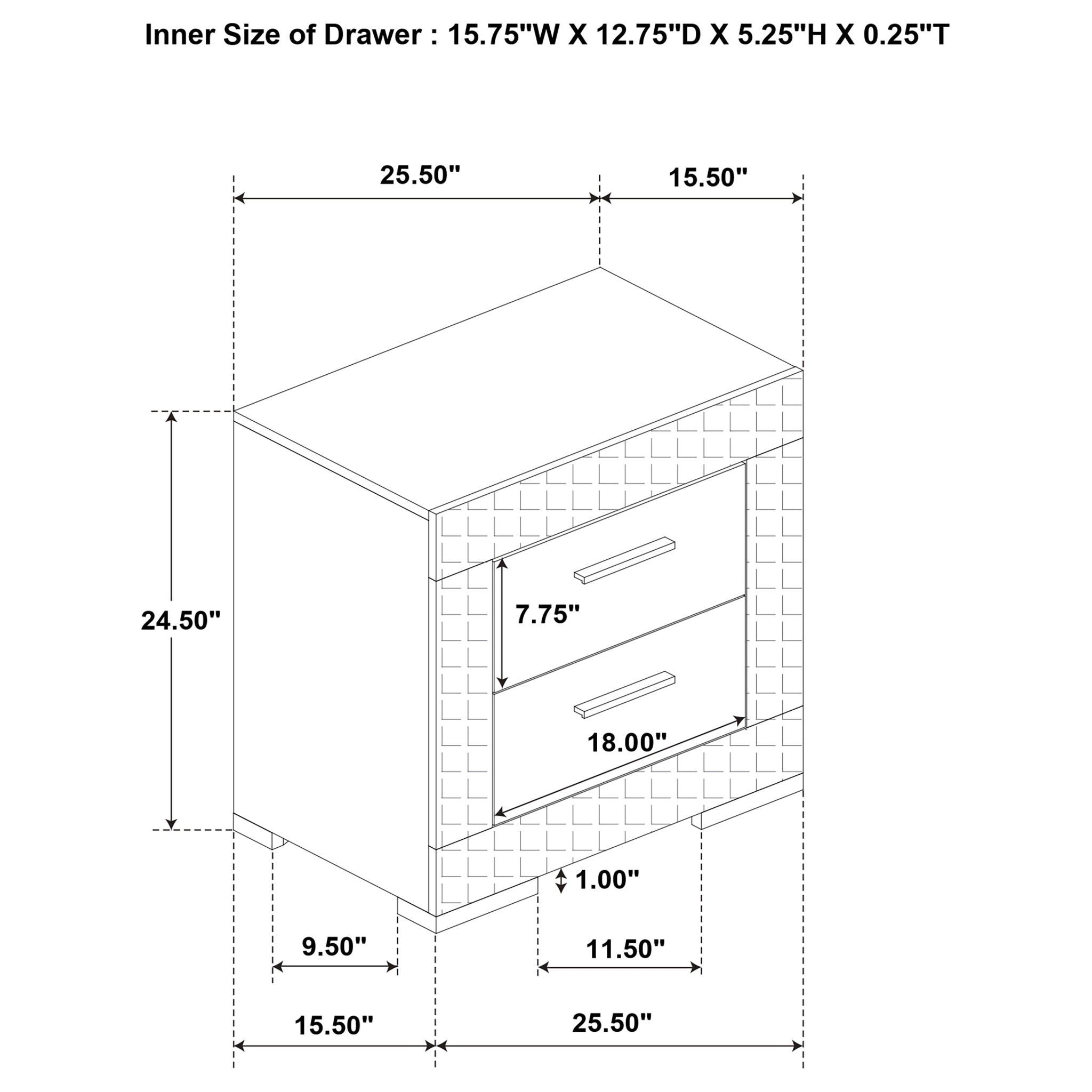 Pierce - 2 Drawer Nightstand, Bedside Table