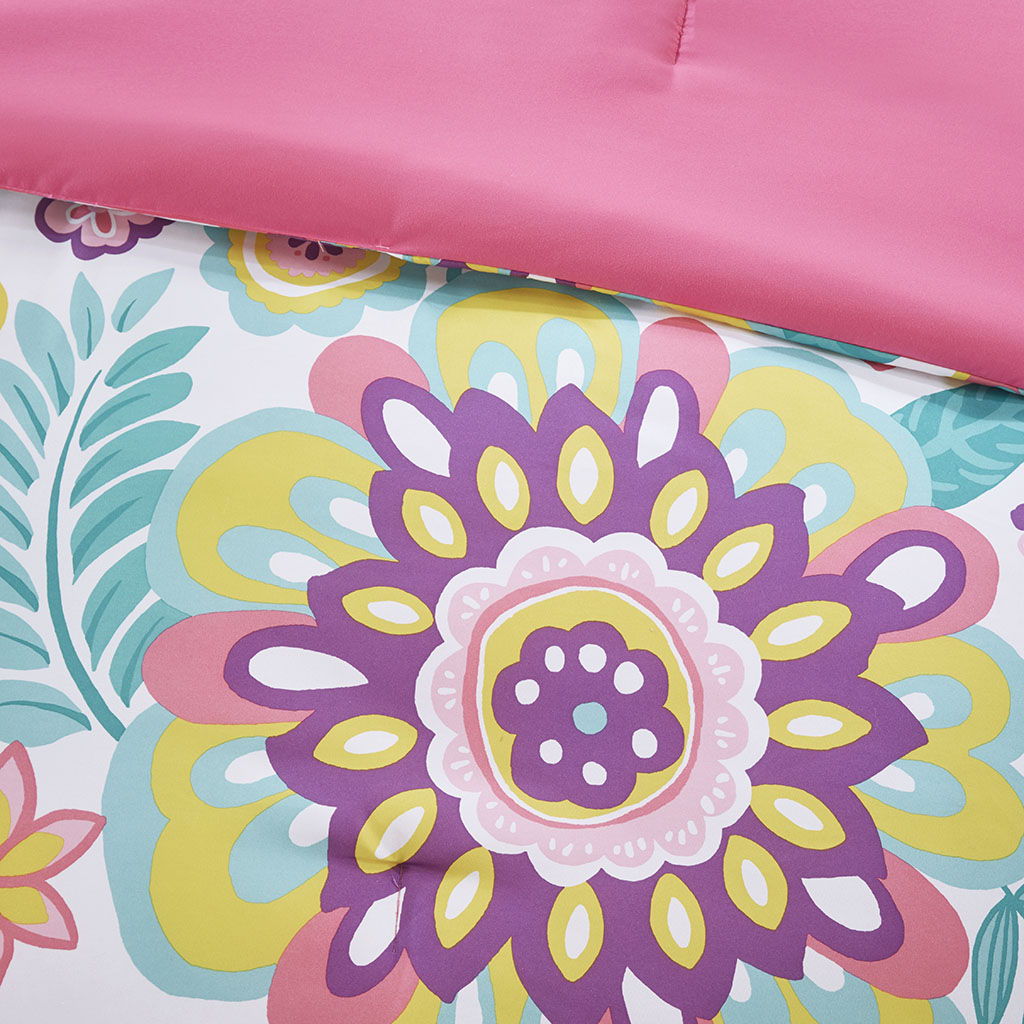 Camille - Floral Comforter Set - Pink