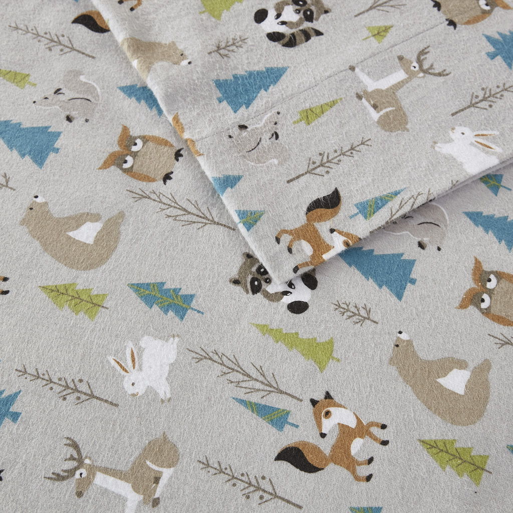Cozy Flannel - Printed Sheet Set - Multi Forest Animals