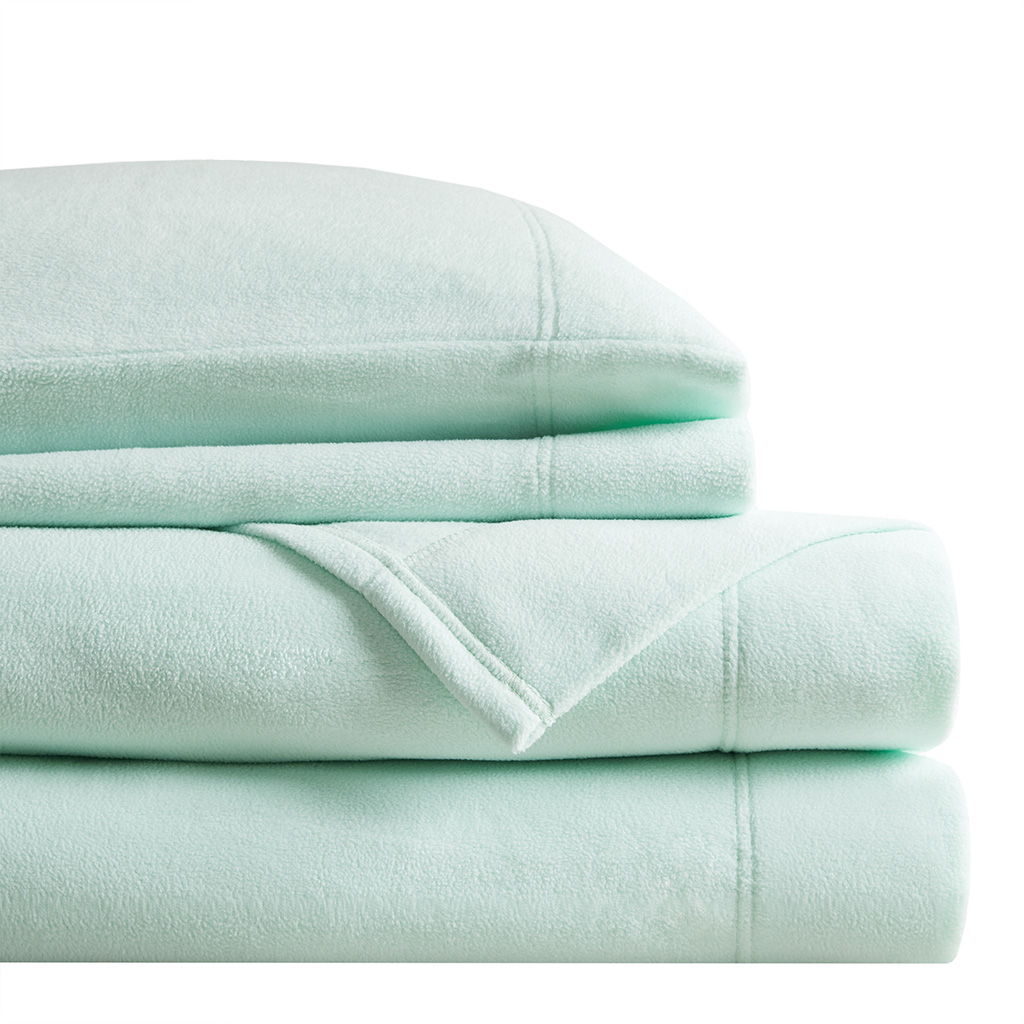 Micro Fleece - 4 Piece Queen Sheet Set - Aqua