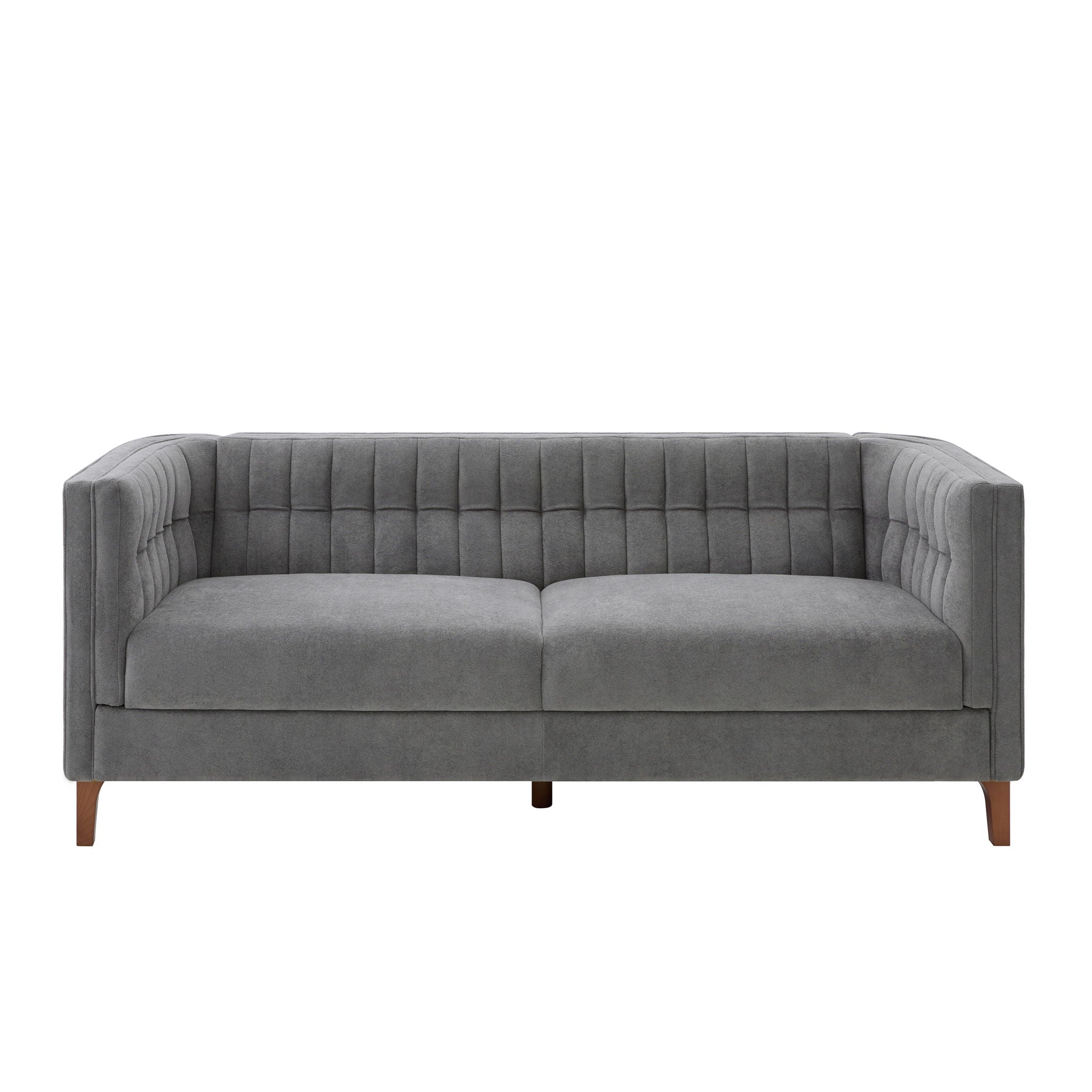 Modern 3 Seater Sofa, Upholstered Couch With Curved Armrests