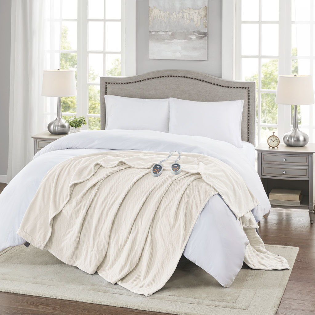 Electric Micro Fleece - Queen Heated Blanket - Ivory