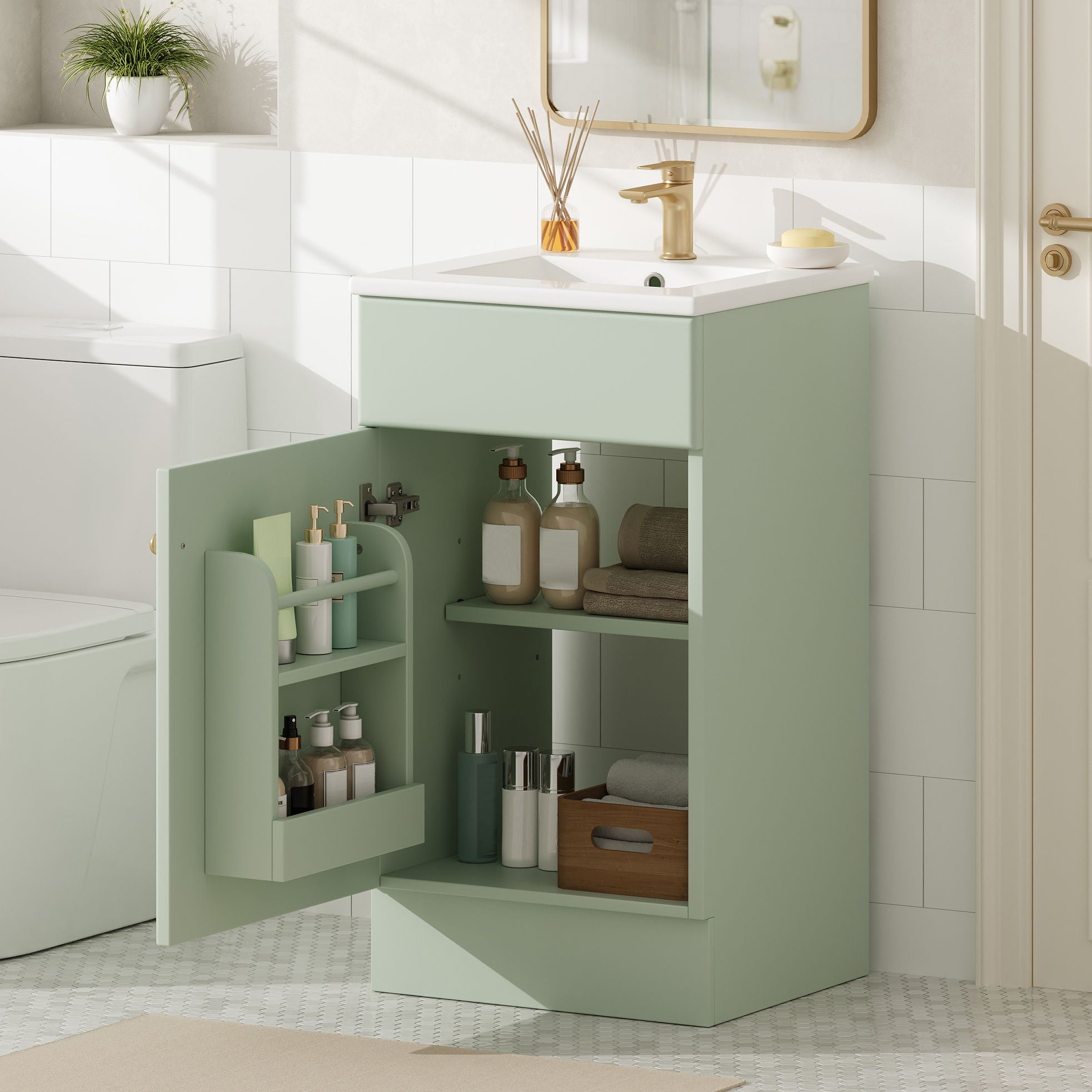 Bathroom Vanity With Sink, Cabinet With Adjustable Shelf