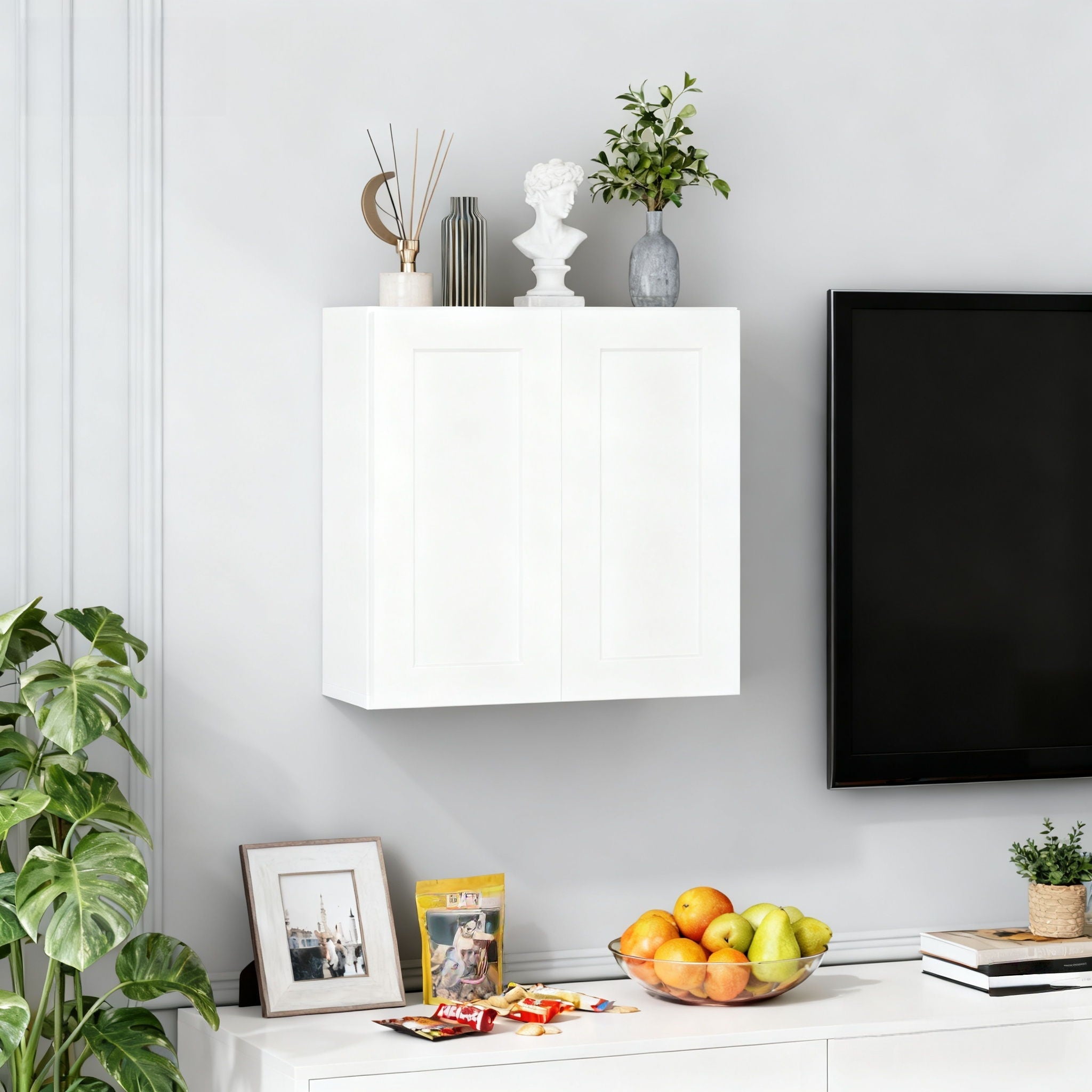 Shaker Wall Cabinet With Soft Close Hinges, Adjustable Shelves, Double Door