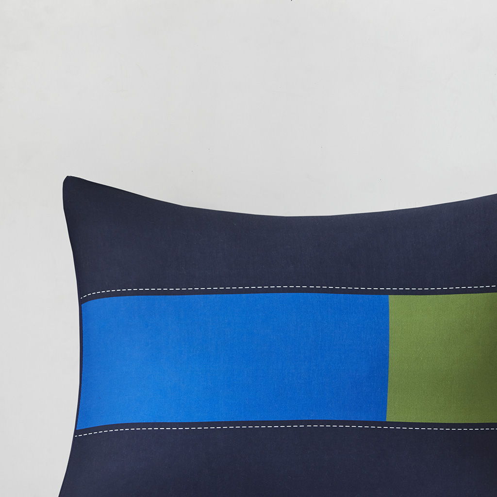 Morris - Twin Stripe Printed Comforter Set - Multi