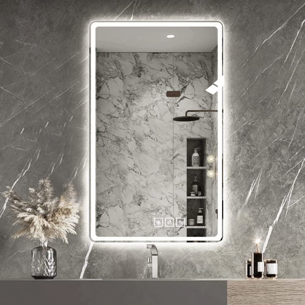 Bathroom Mirror Vanity Mirrors With Front Lights, Wall Mounted, Anti-Fog, Frameless, Horizontal Or Vertical