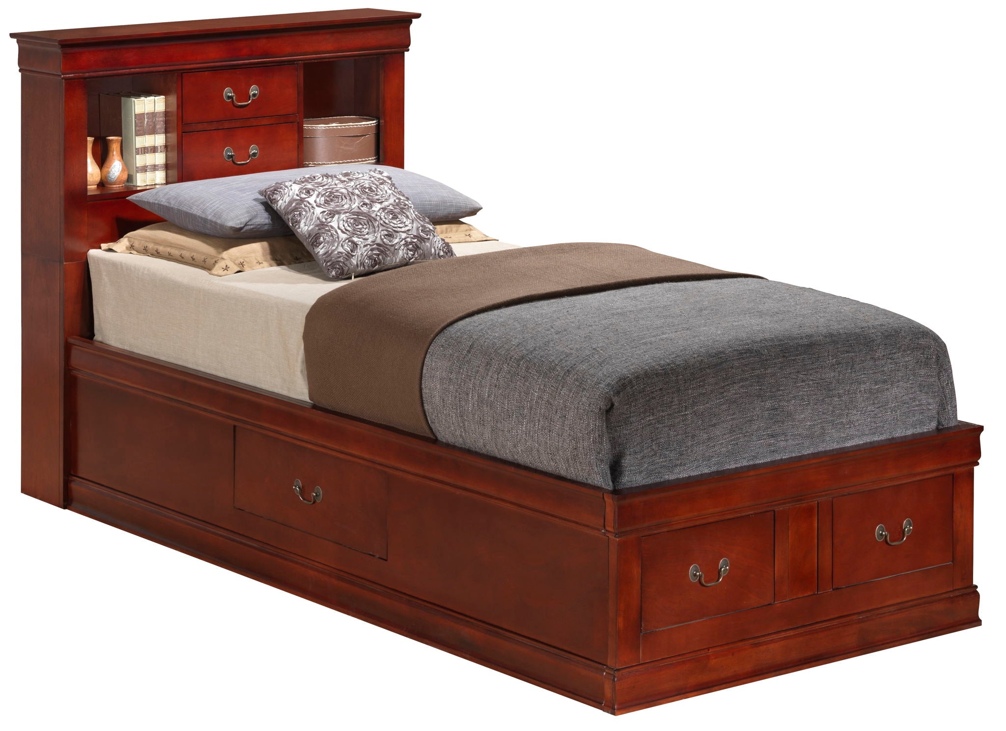 Traditional Style Bookcase Storage Bed