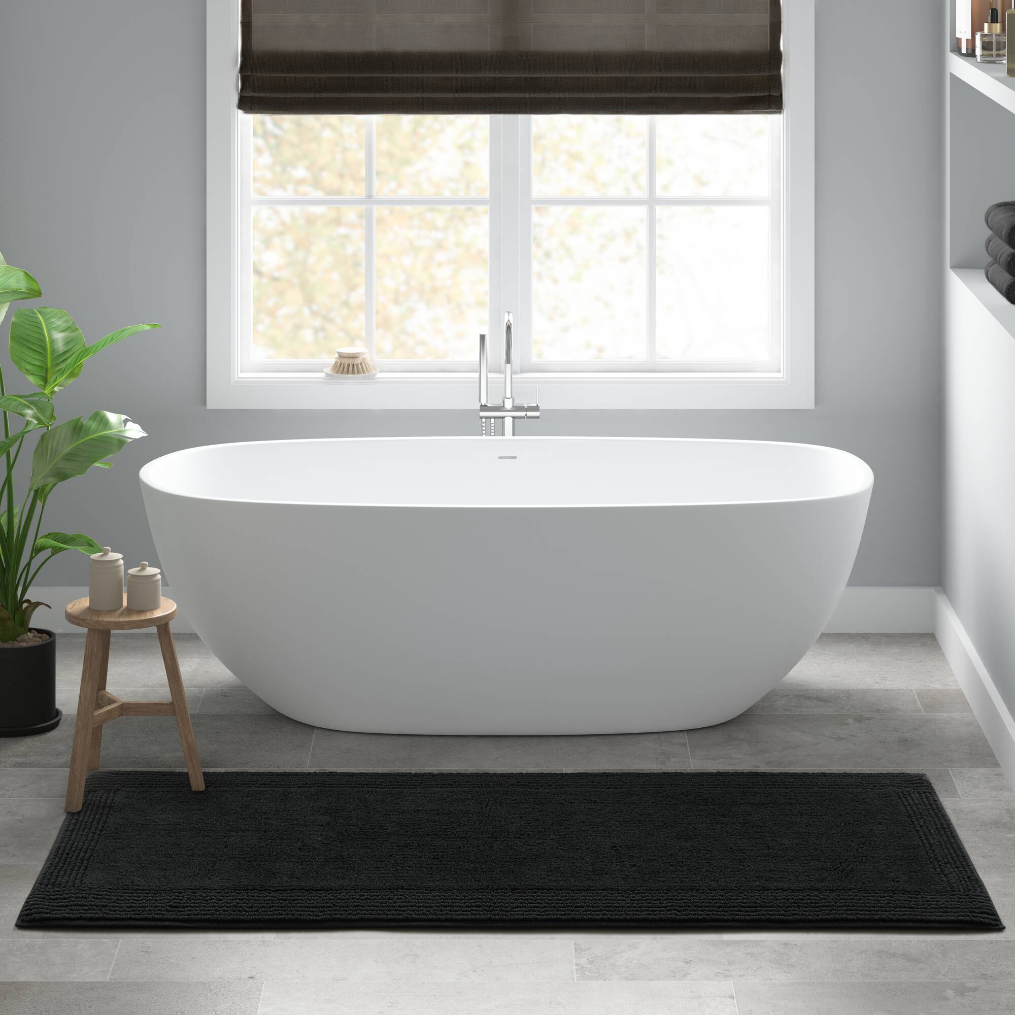 Splendor - 24" x 72" Tufted Reversible Bath Rug - Black