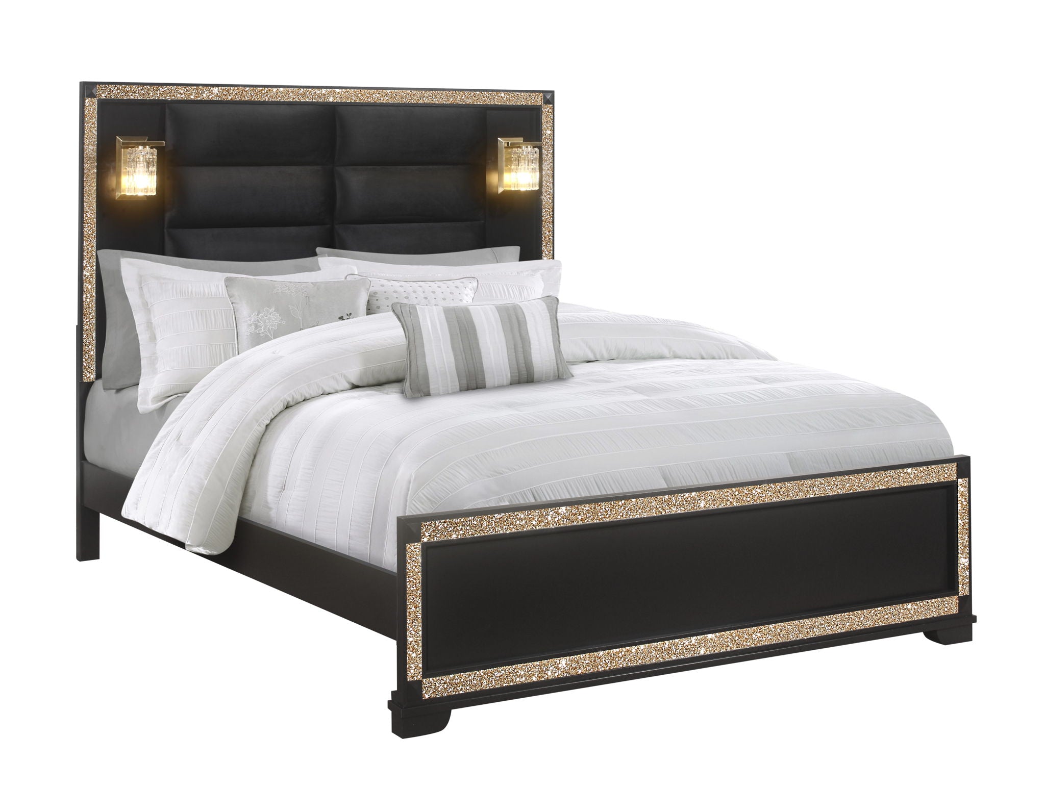 Blake - Queen / King Bed Side Rails - Black / Gold
