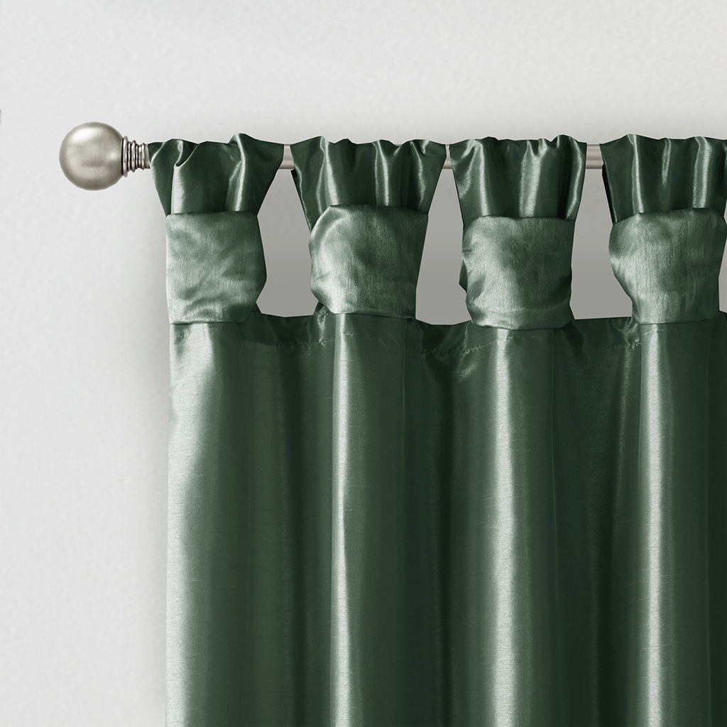 Emilia - Twist Tab Lined Window Curtain Panel - Green