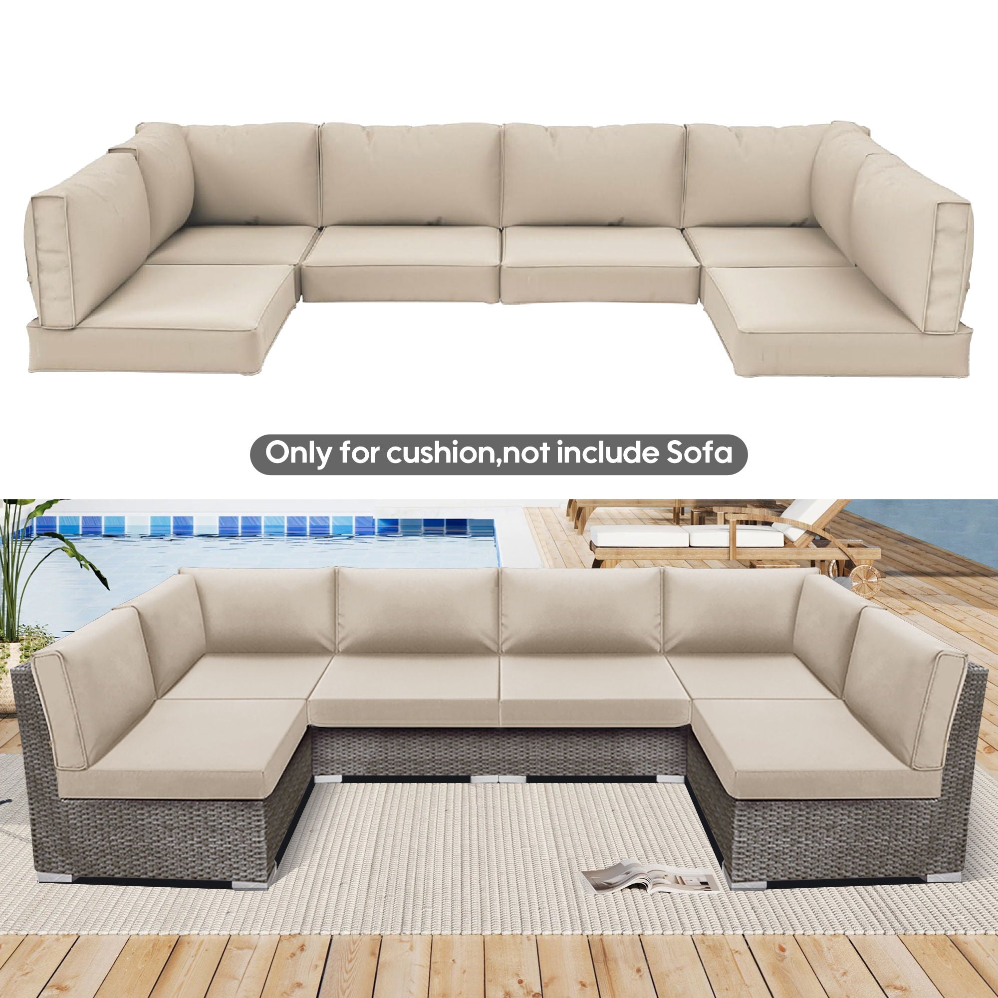 Outdoor Deep Seat Cushions For Patio Furniture Replacement, Cushion Set For Sectionals