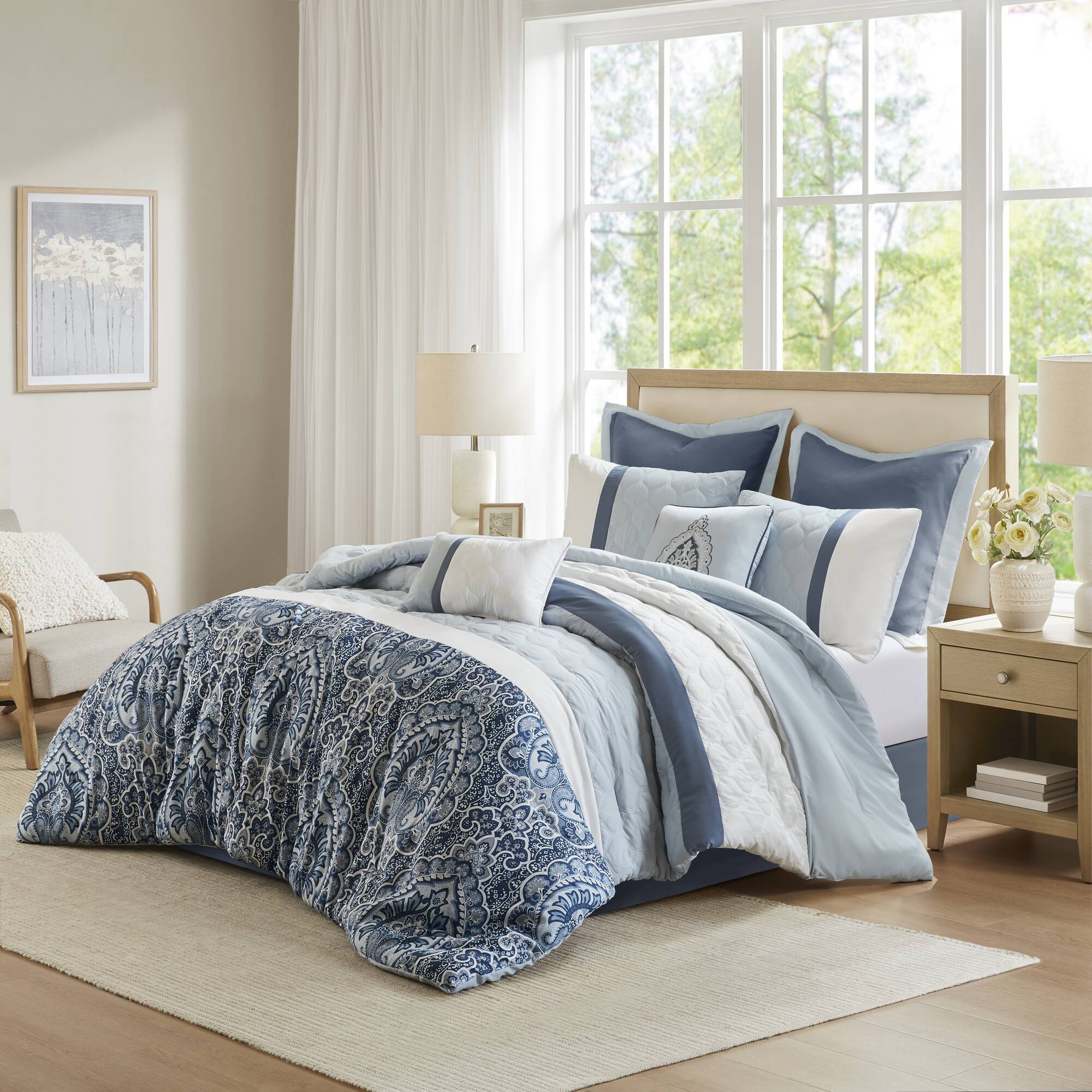 Shawnee - California King 8 Piece Comforter Set - Blue