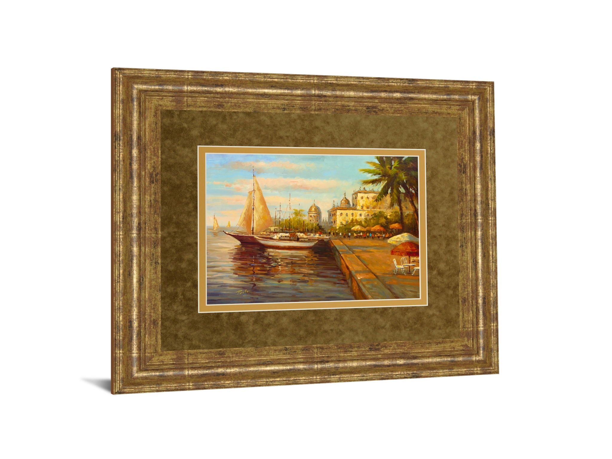 Santo Domingo Harbor By Bulo - Framed Print Wall Art - Light Brown