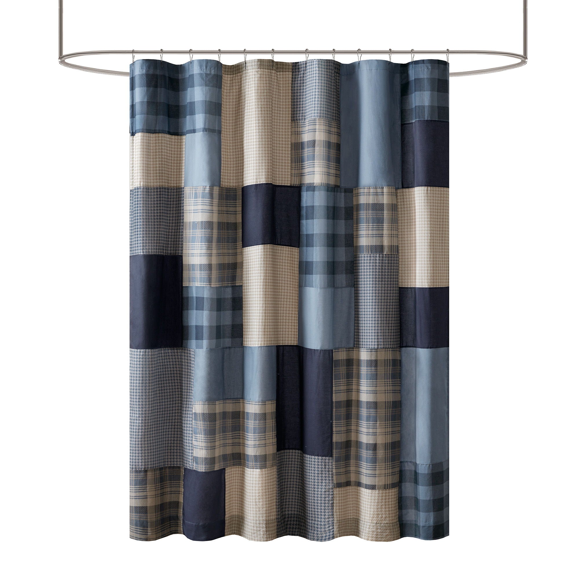 Winter Hills - Cotton Shower Curtain - Blue