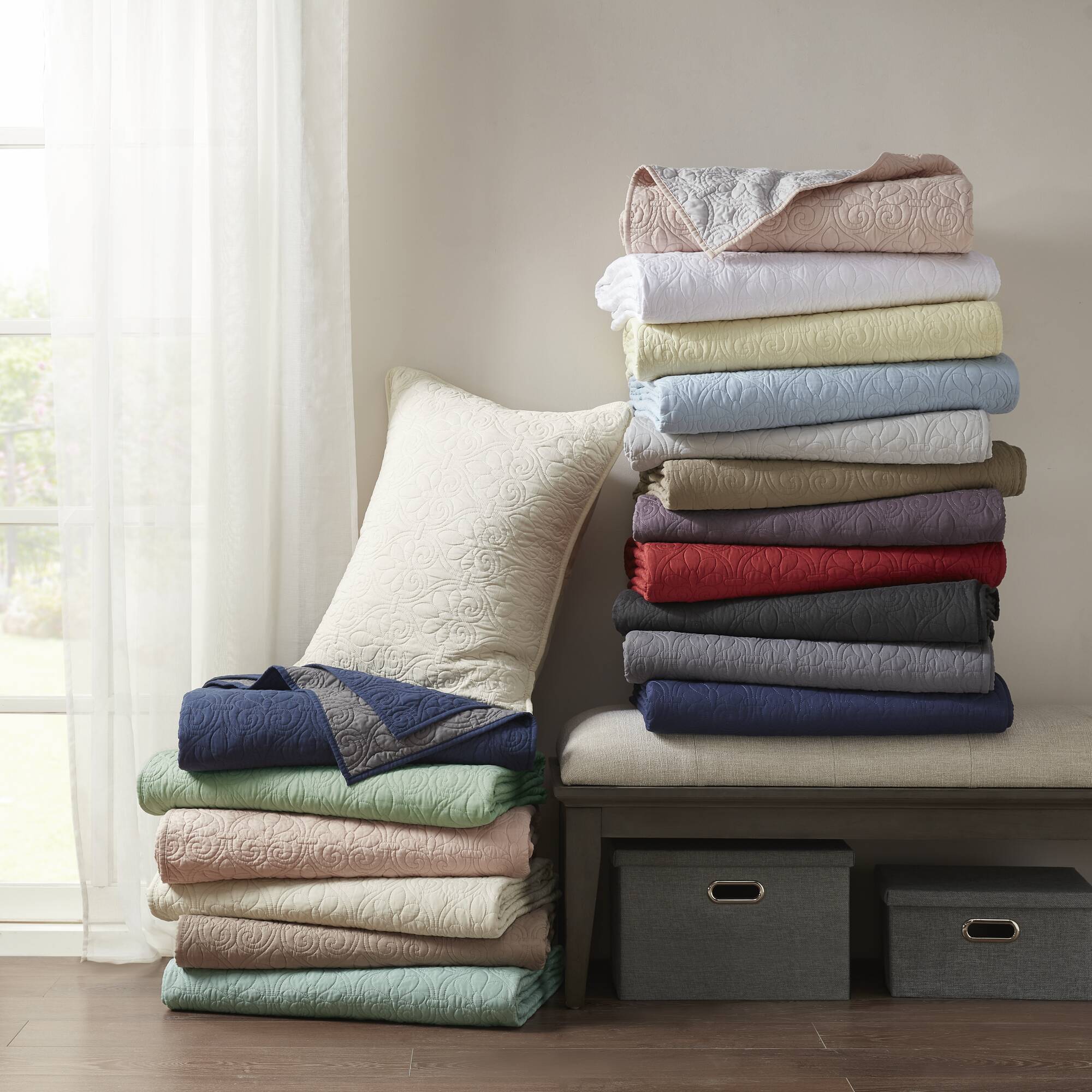 Quebec - Reversible Coverlet Set - Blue