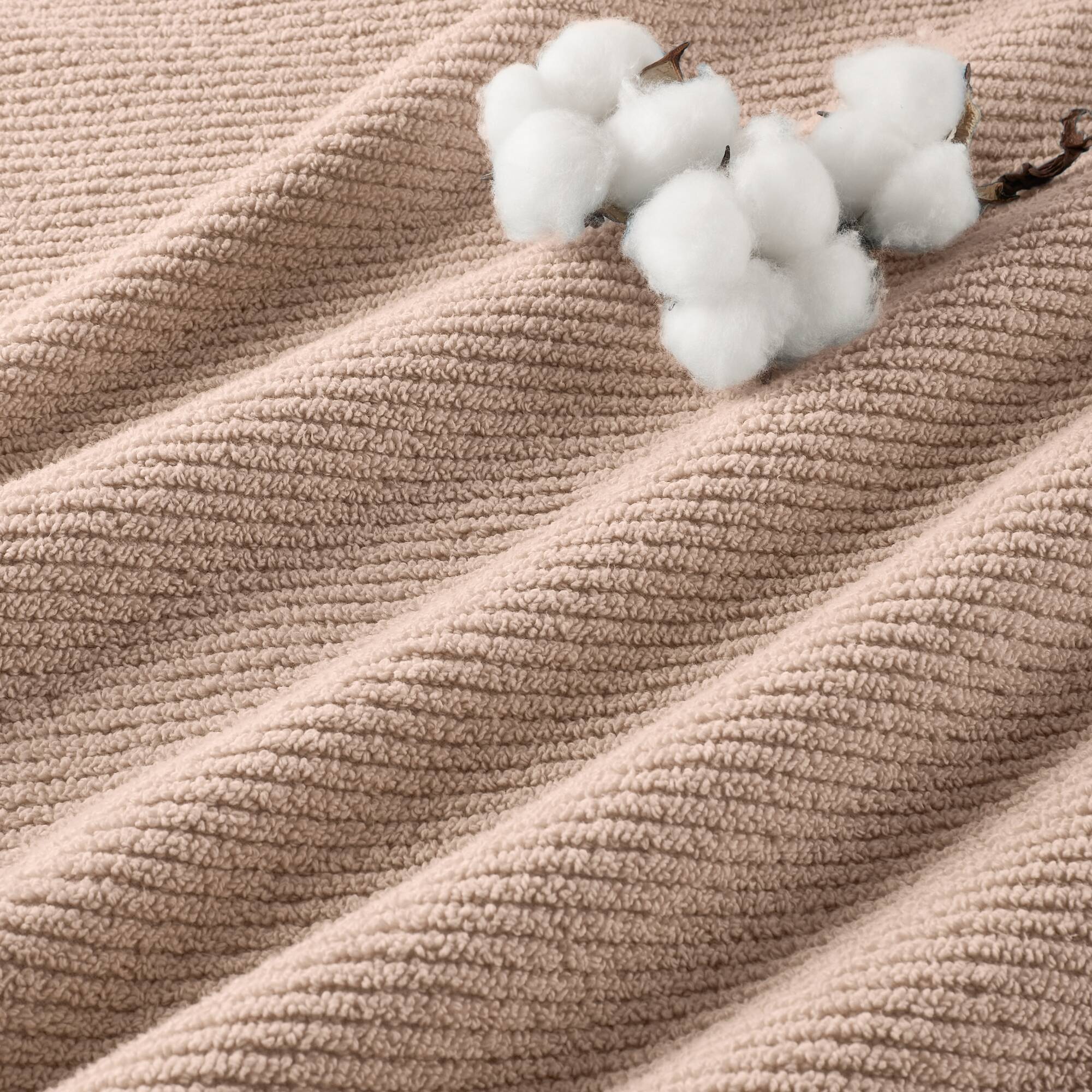 Diagonal Ribbed - 4 Piece Hand Towels Set - Beige