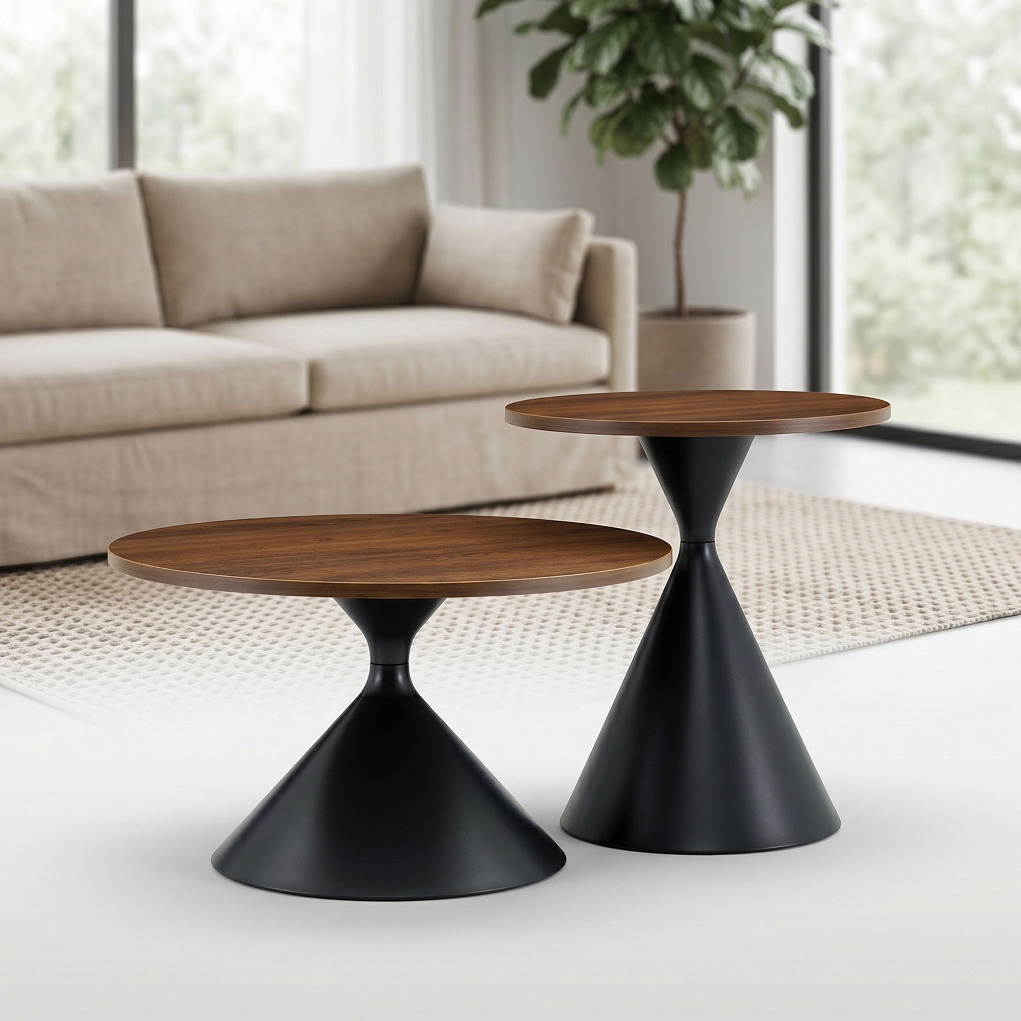 2 Piece Coffee Round Table Set