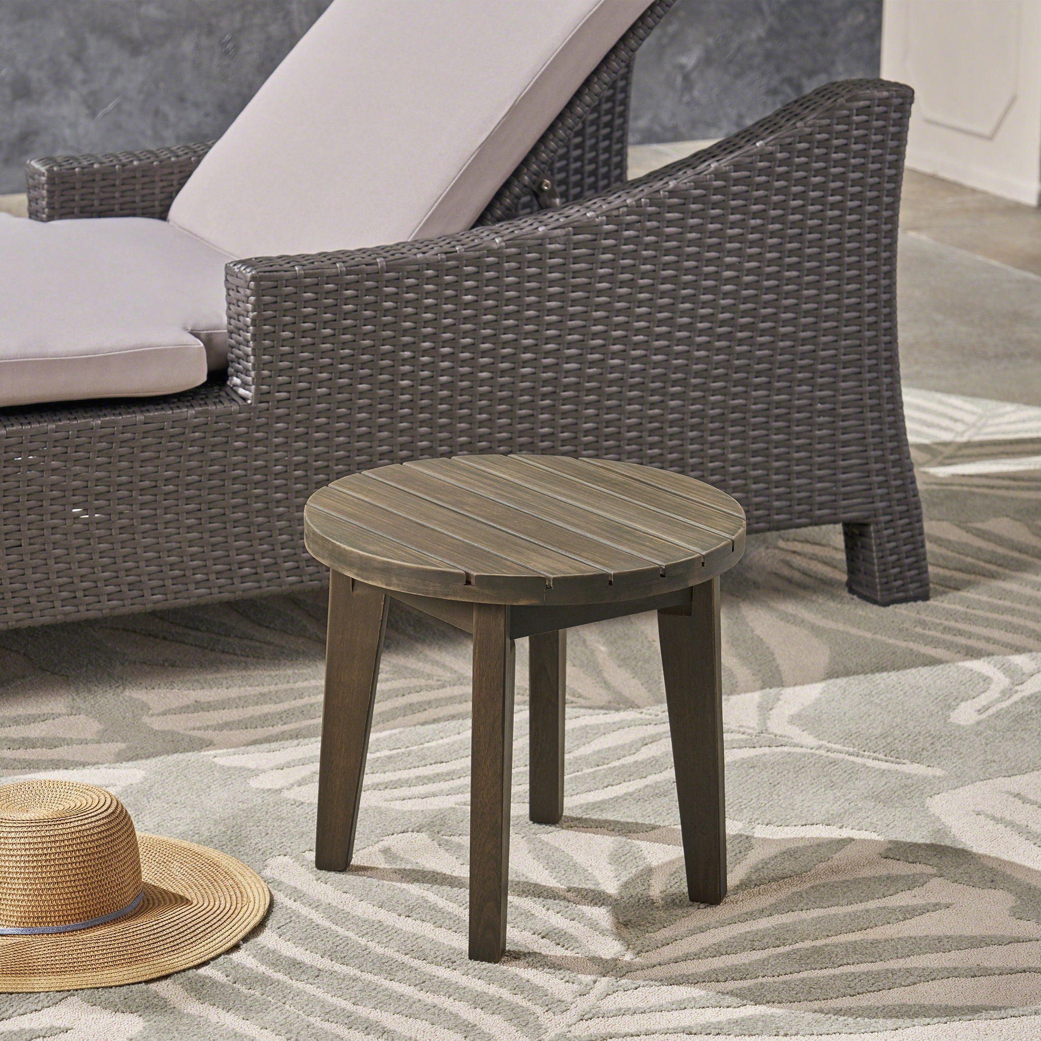 Outdoor Acacia Wood Side Table With Weather Resistance