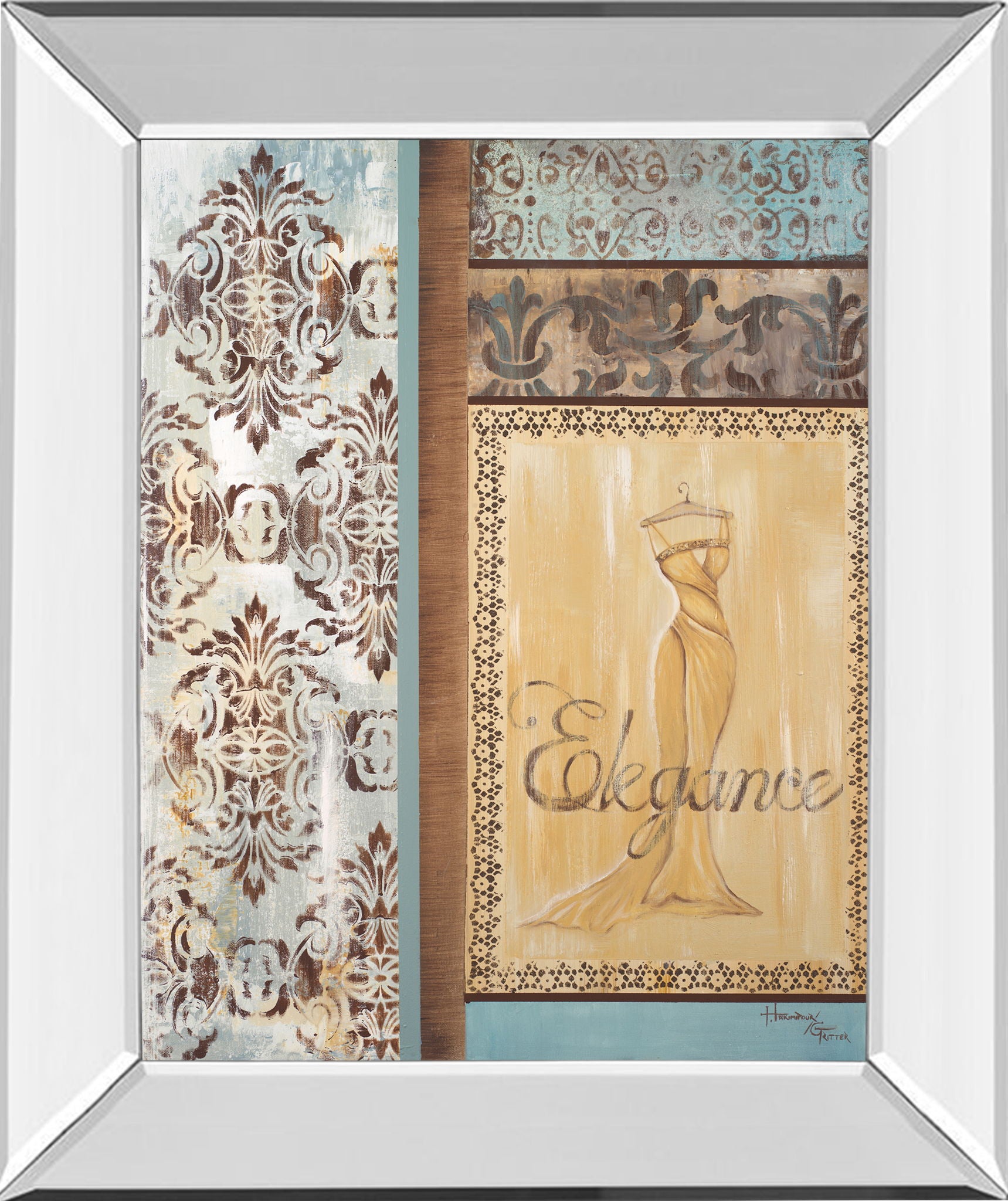 Elegance By Hamkimipour-ritter Mirror Framed Print Wall Art - Beige