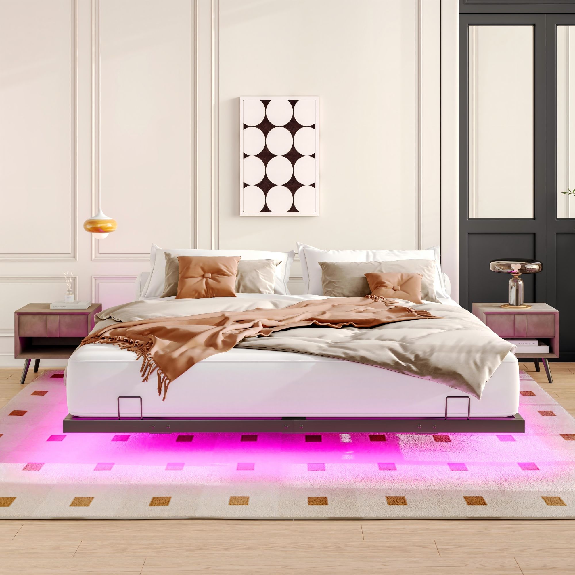 Floating Bed Frames With LED Lights