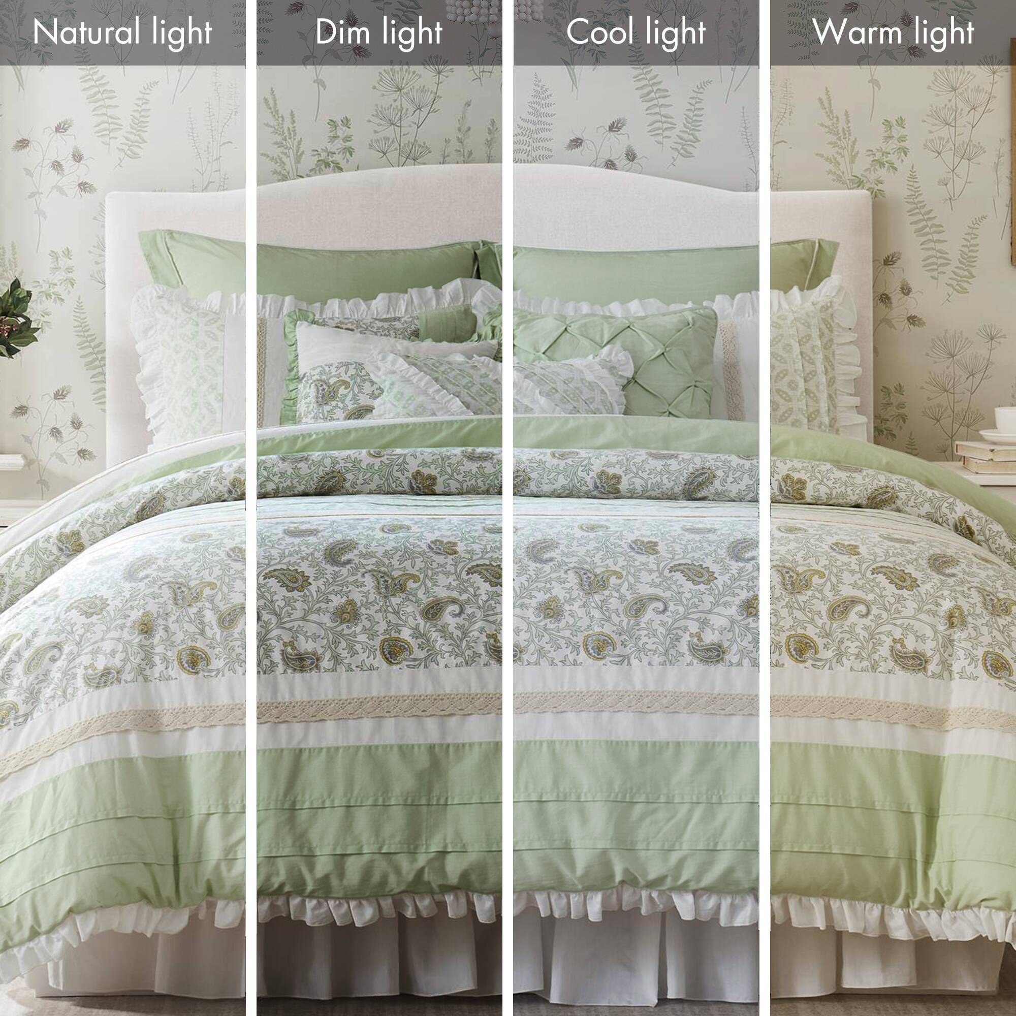 Dawn - 9 Piece Queen Percale Comforter Set - Sage Green