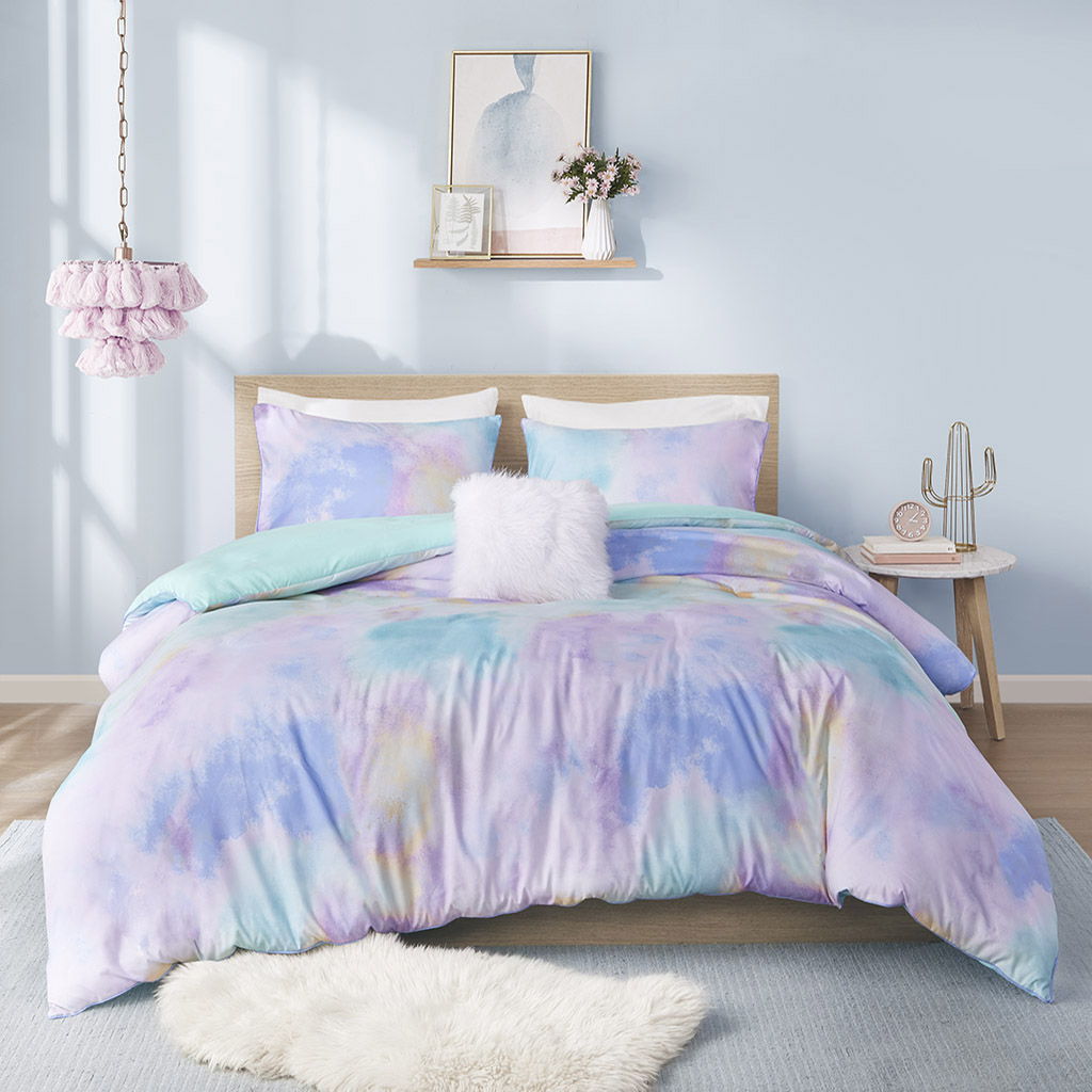 Cassiopeia - Watercolor Tie Dye Printed Duvet Cover Set - Aqua