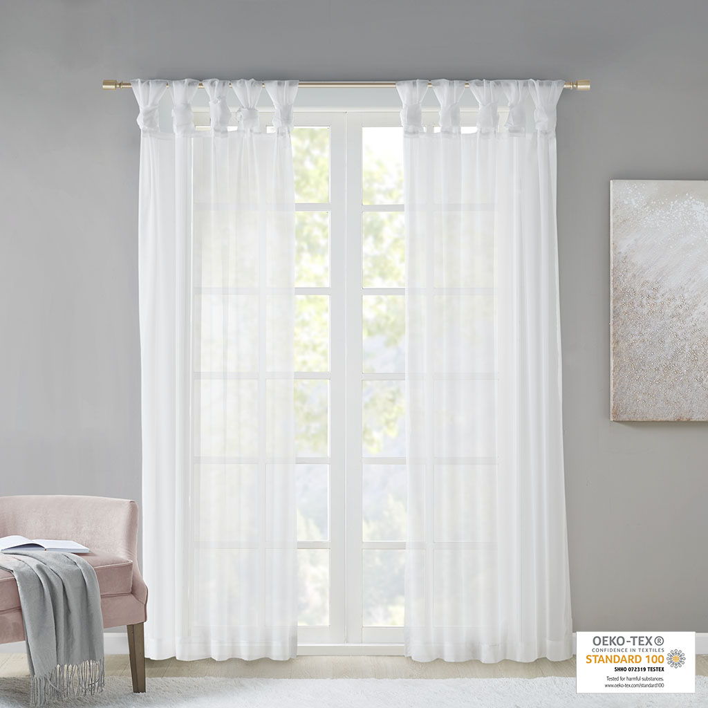 Ceres - 63" Twist Tab Voile Sheer Window Pair - White