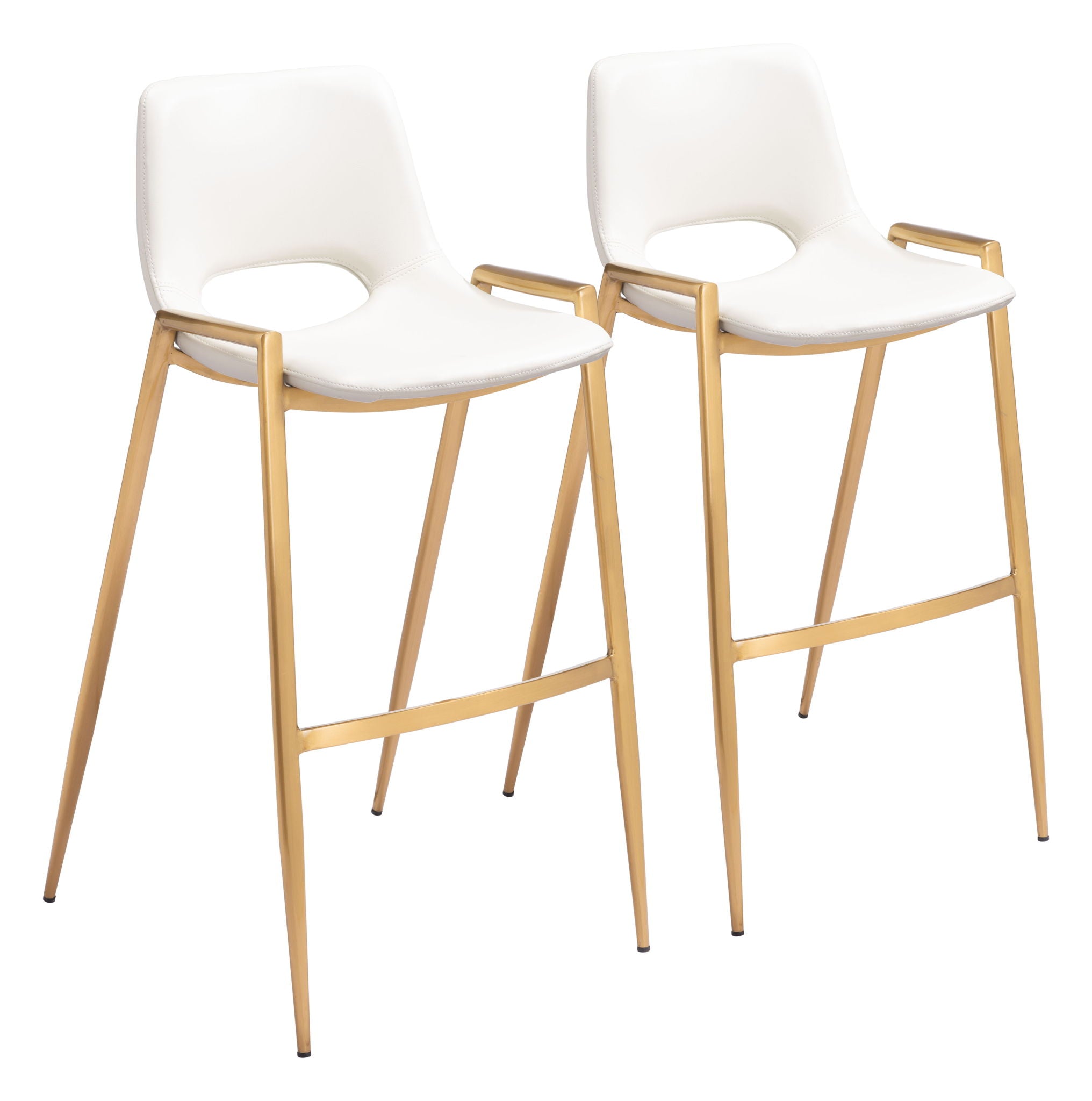 Desi - Barstool Chair With Gold Base (Set of 2)