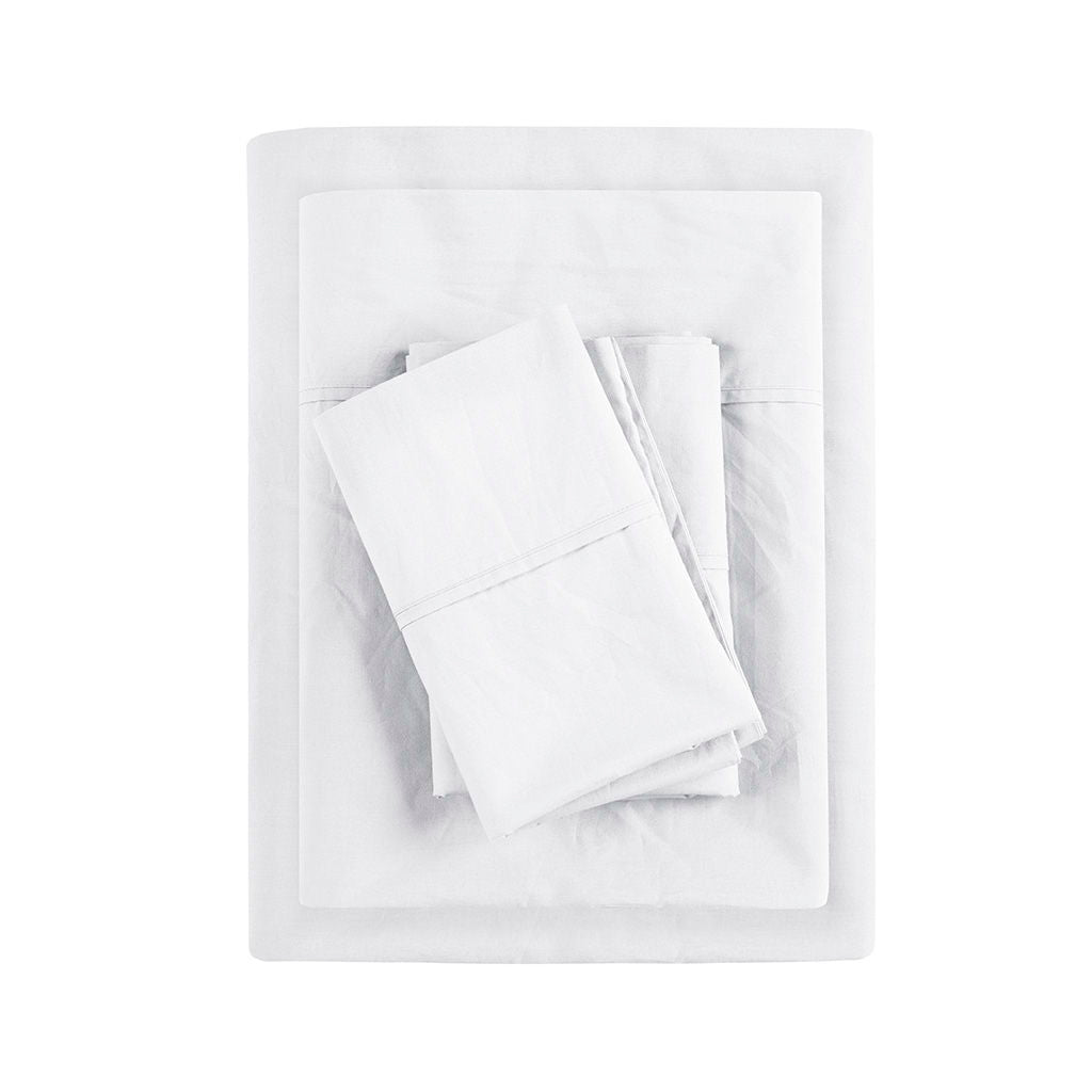 Peached Percale - Queen Sheet Set - White