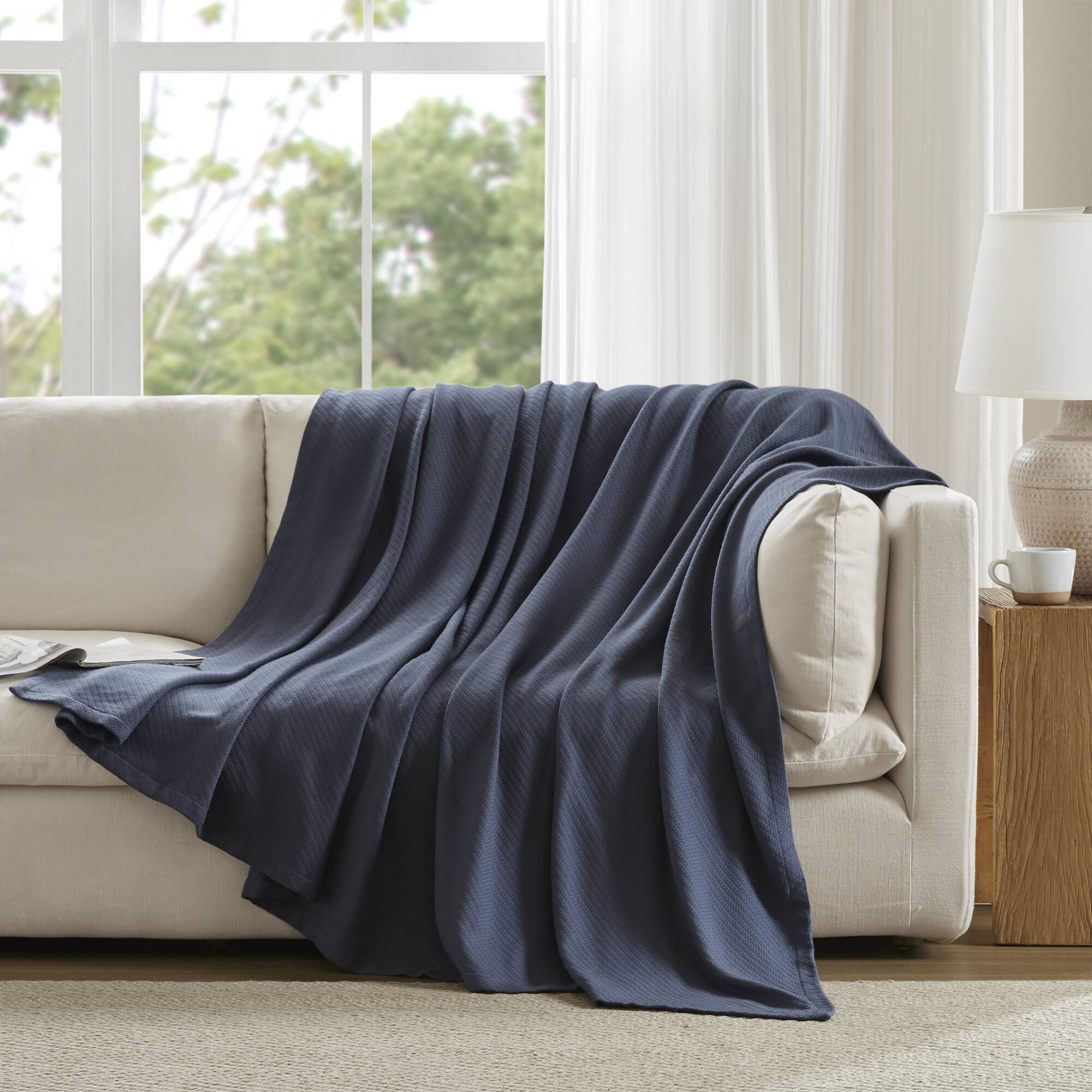 Liquid Cotton - Twin Blanket - Navy