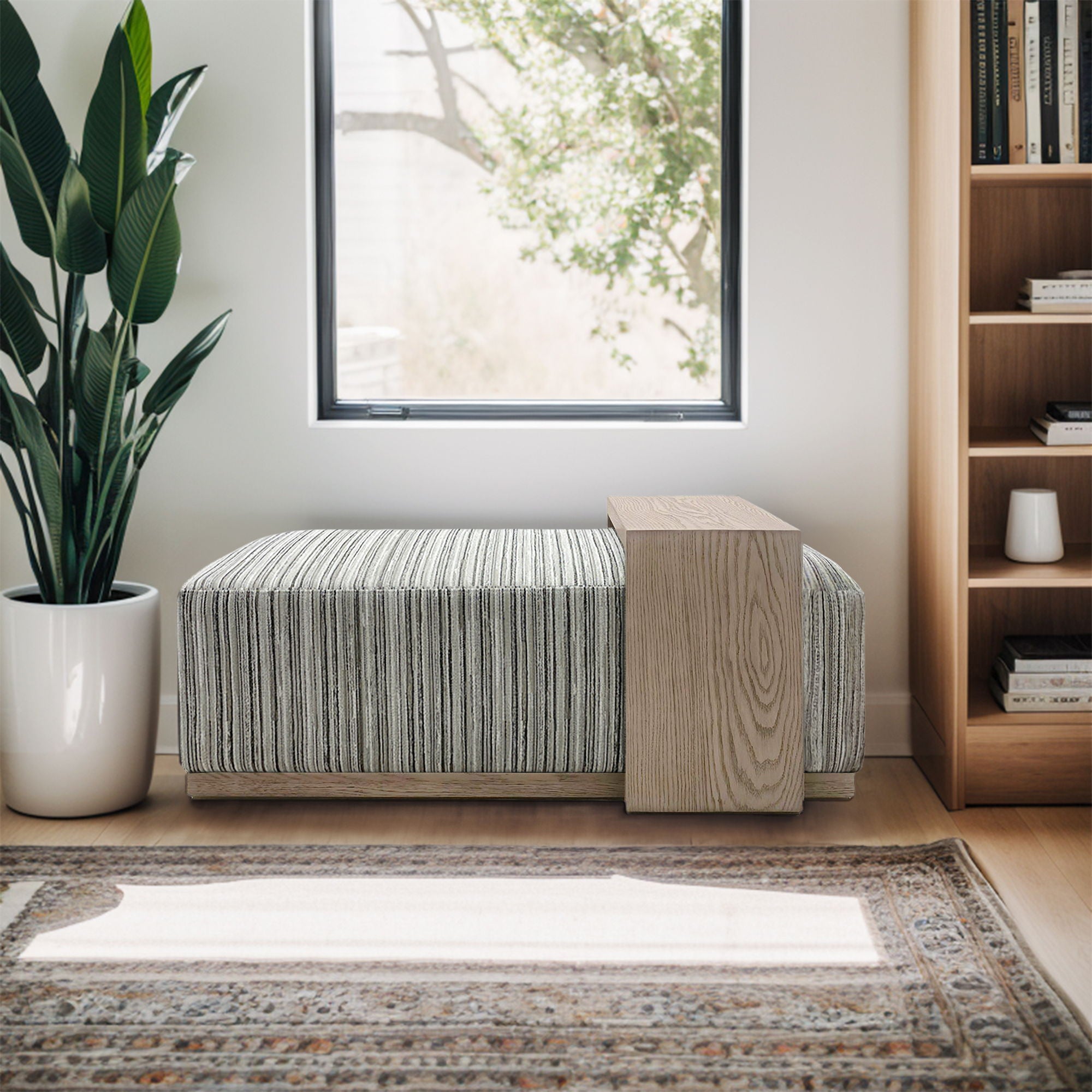 Peggy - Bench/Cocktail Ottoman With Table - Stripe / Multi