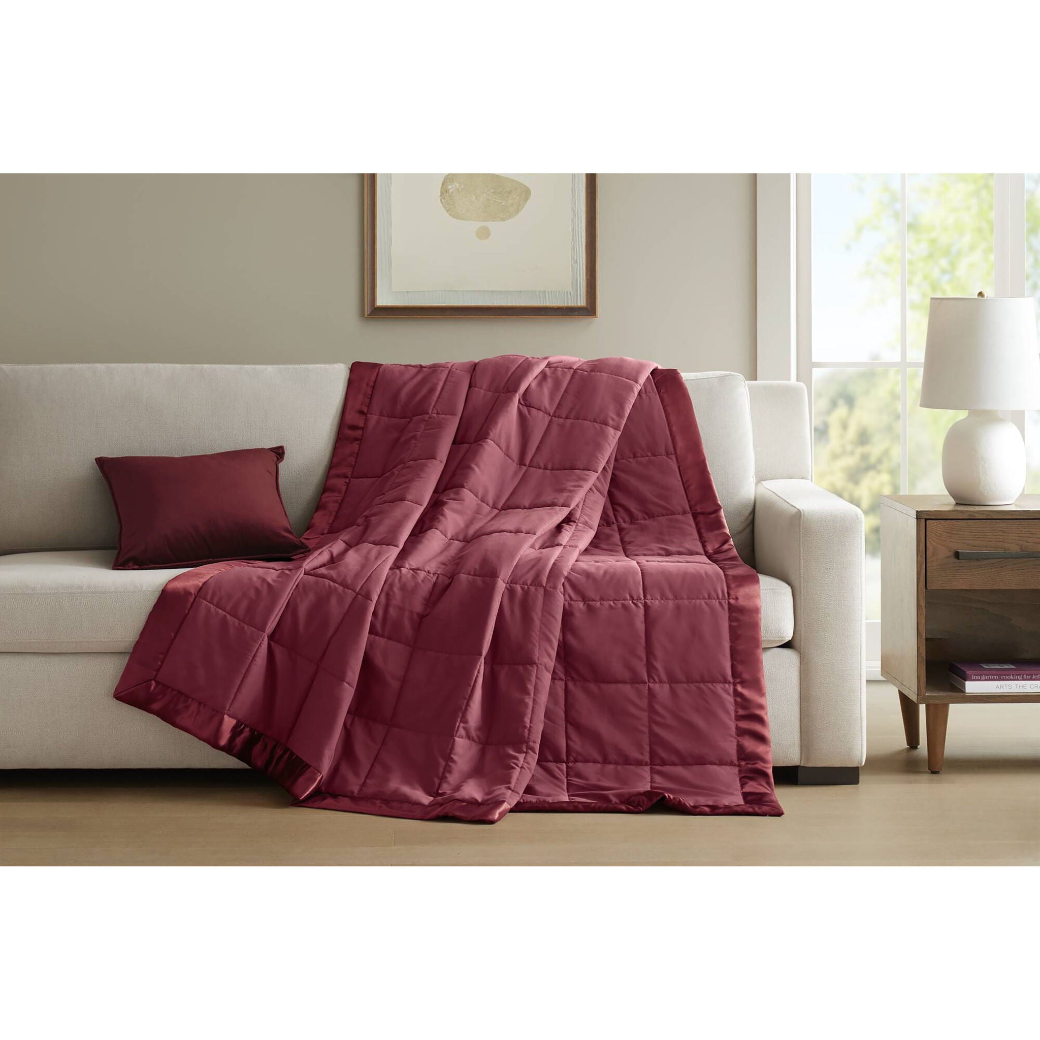 Windom - Lightweight Down Alternative Blanket With Satin Trim - Burgundy