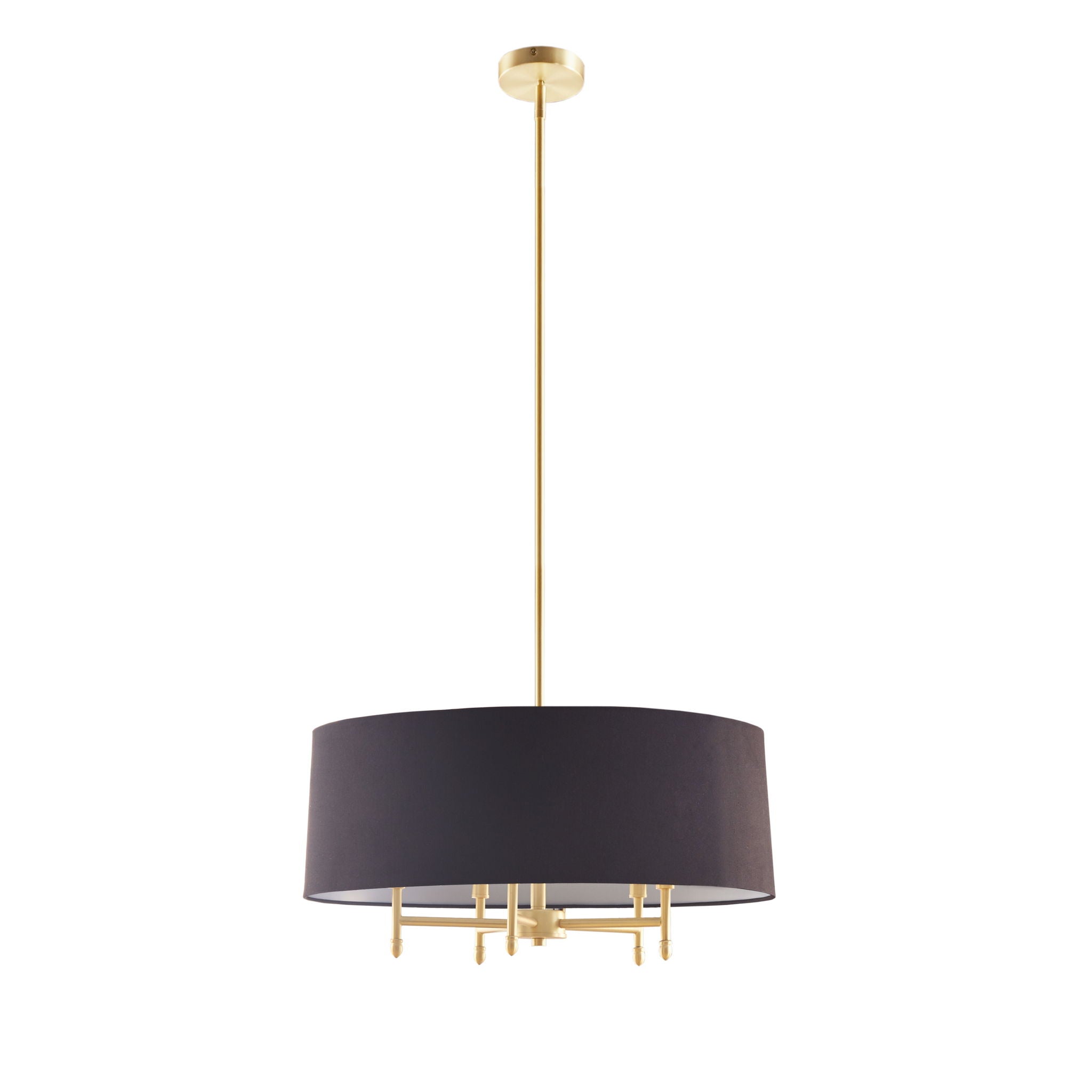 Presidio - 5-Light Black Drum Shade Chandelier - Gold / Black
