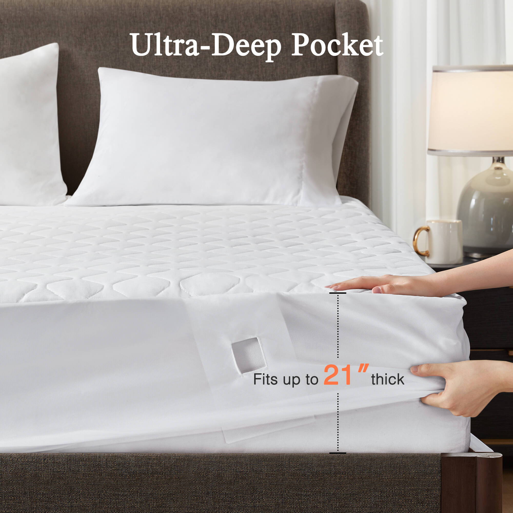 Cotton - Cotton Deep Pocket Heated Mattress Pad-20 Heat Settings - White
