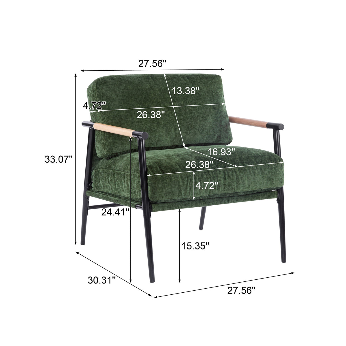 Modern Accent Chair With Cushions, Cozy Seating