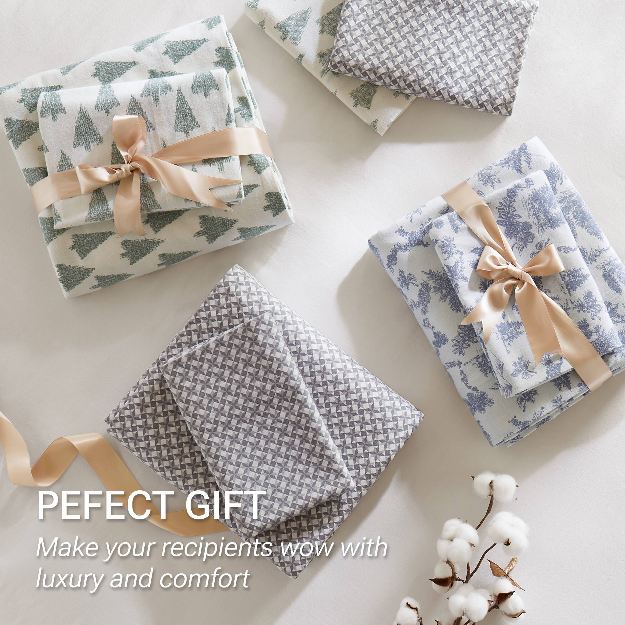 Cozy Cotton Flannel - Full Printed Sheet Set - Ikat Tree
