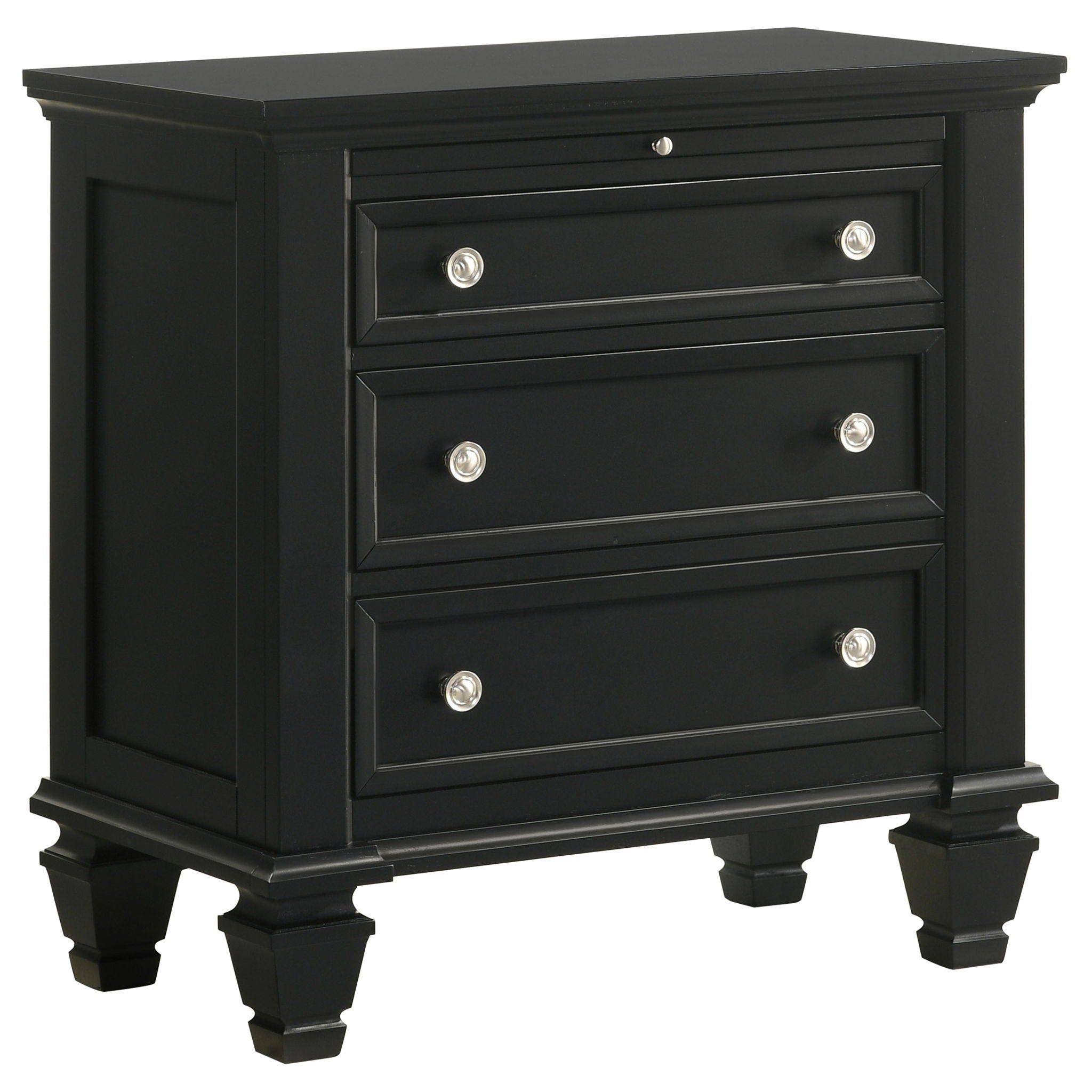 3 Drawer Nightstand With Pull Out Tray - Black