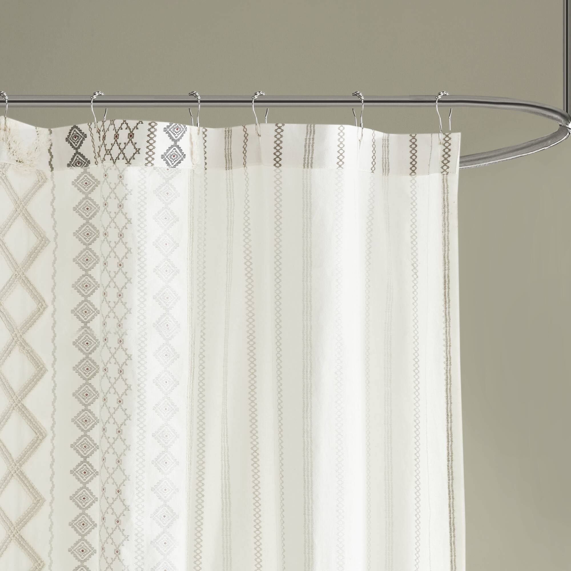 Imani - Printed Shower Curtain With - Ivory
