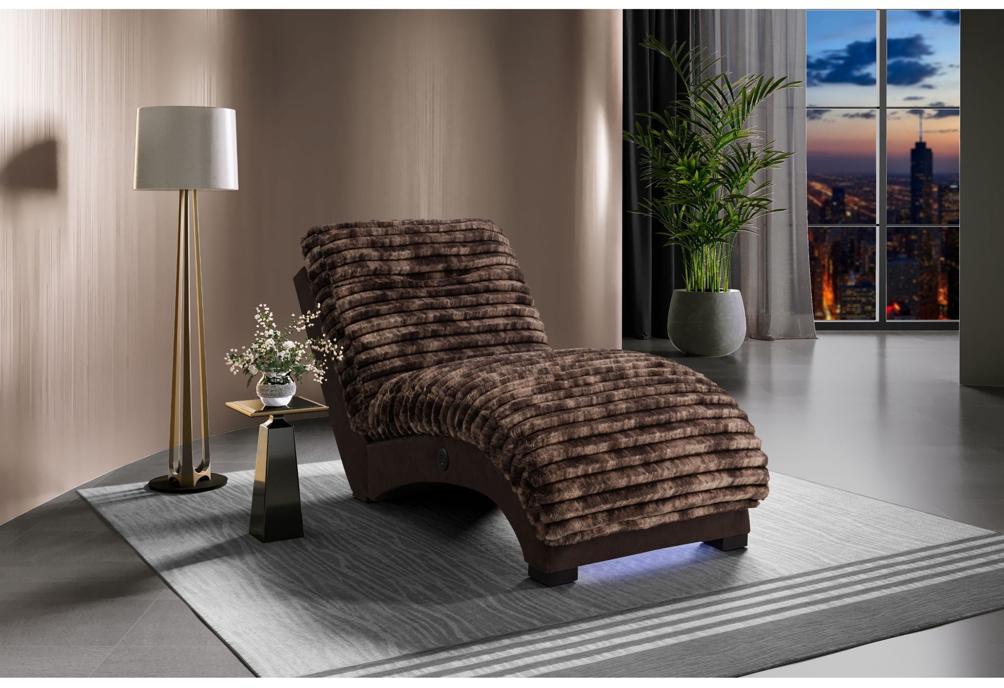 Dominic - Chaise With USB - Mink / Java