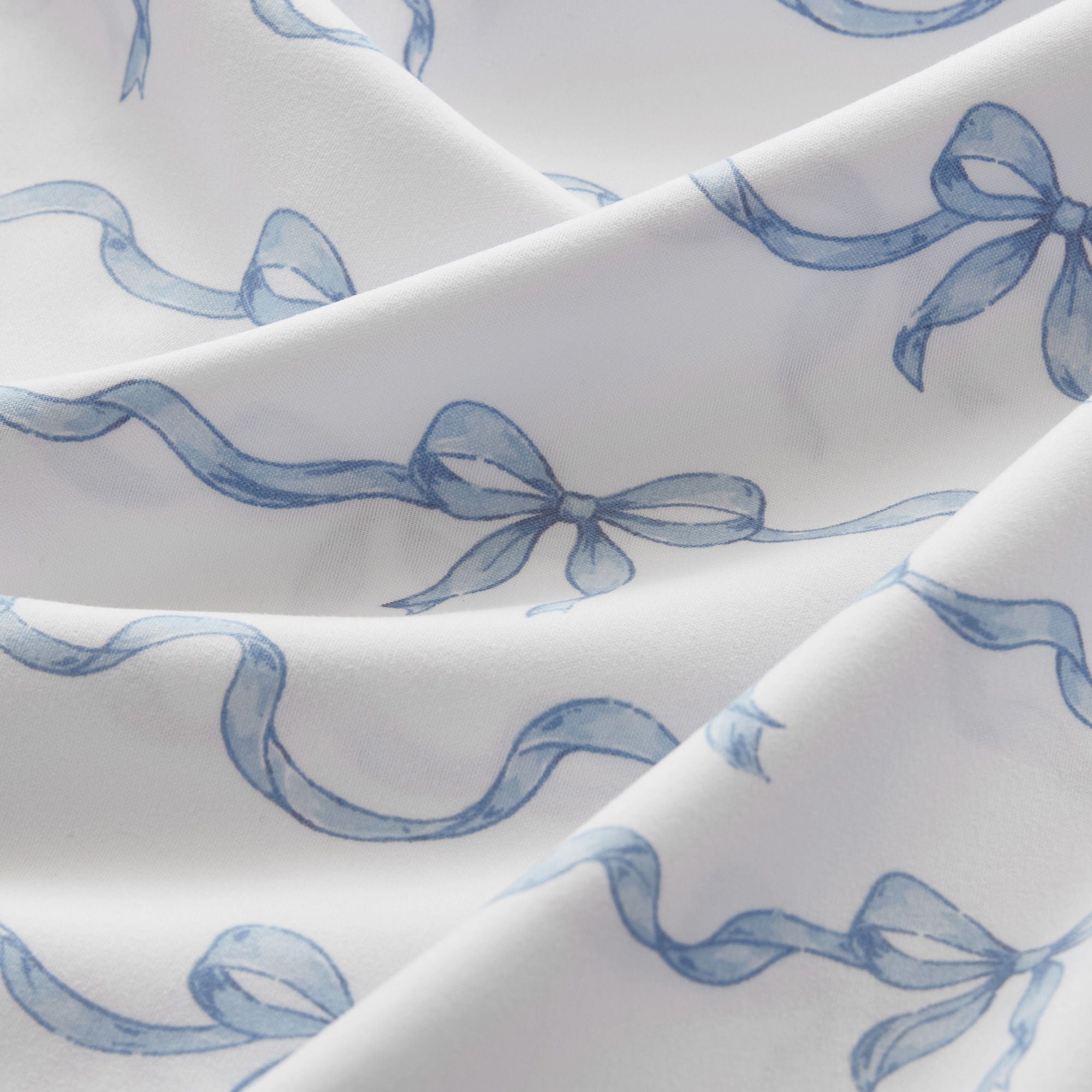 Microfiber Ruffle - Twin Long Sheets - Blue Bow