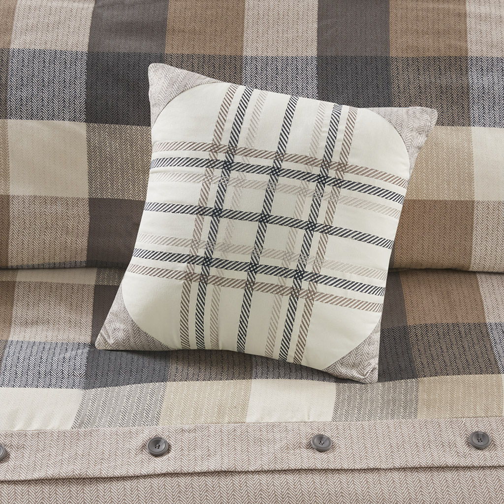 Ridge - King 6 Piece Herringbone Duvet Cover Set - Neutral