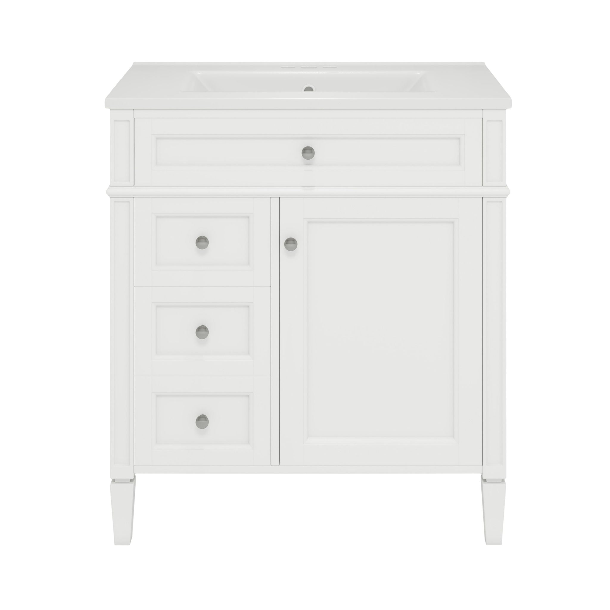 Bathroom Vanity With Top Sink, Modern Bathroom Storage Cabinet With 2 Drawers And A Tip-Out Drawer